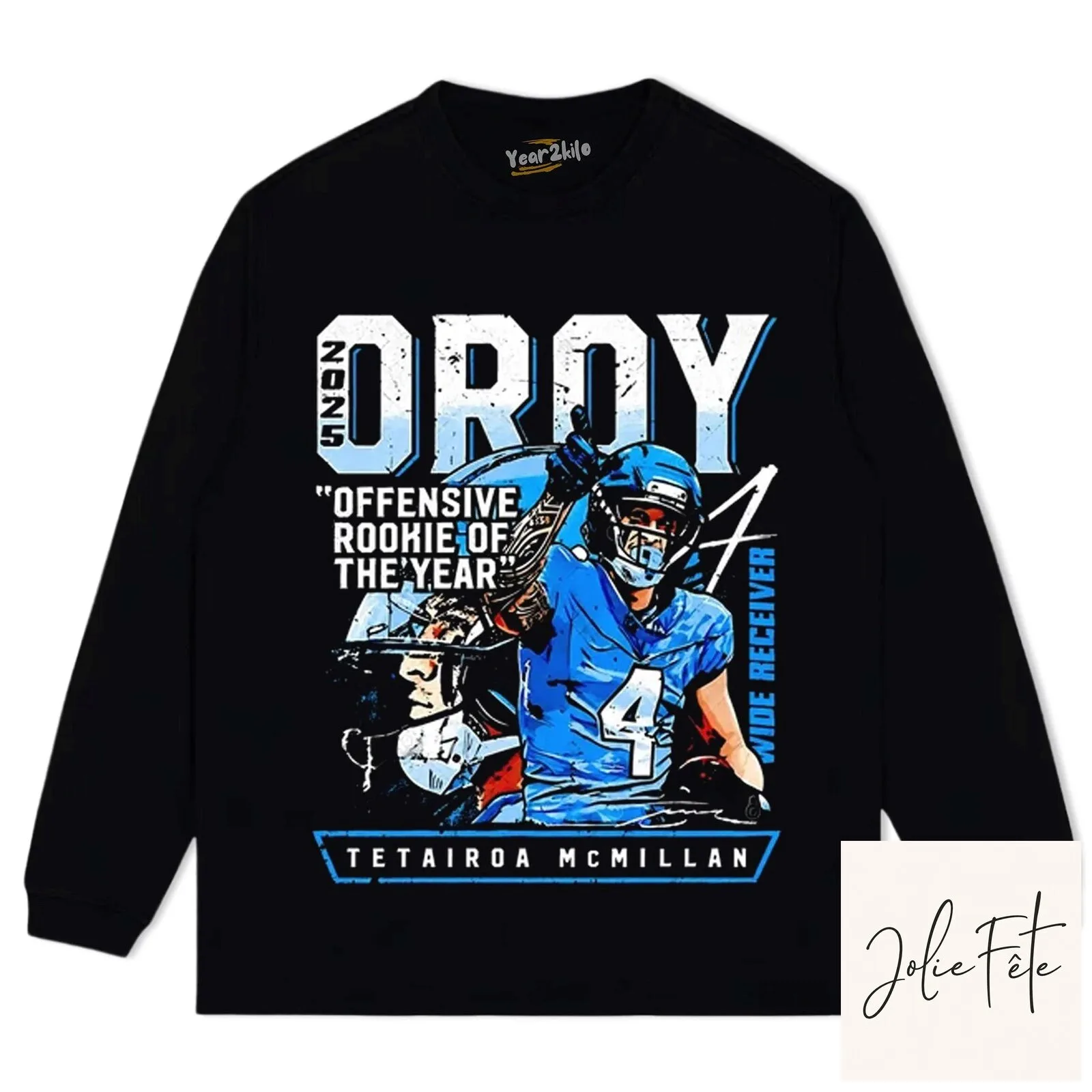 Tetairoa McMillan Offensive Rookie of the Year Wide Receiver Football T-Shirt 17 Tetairoa McMillan Offensive Rookie of the Year Wide Receiver Football T-Shirt