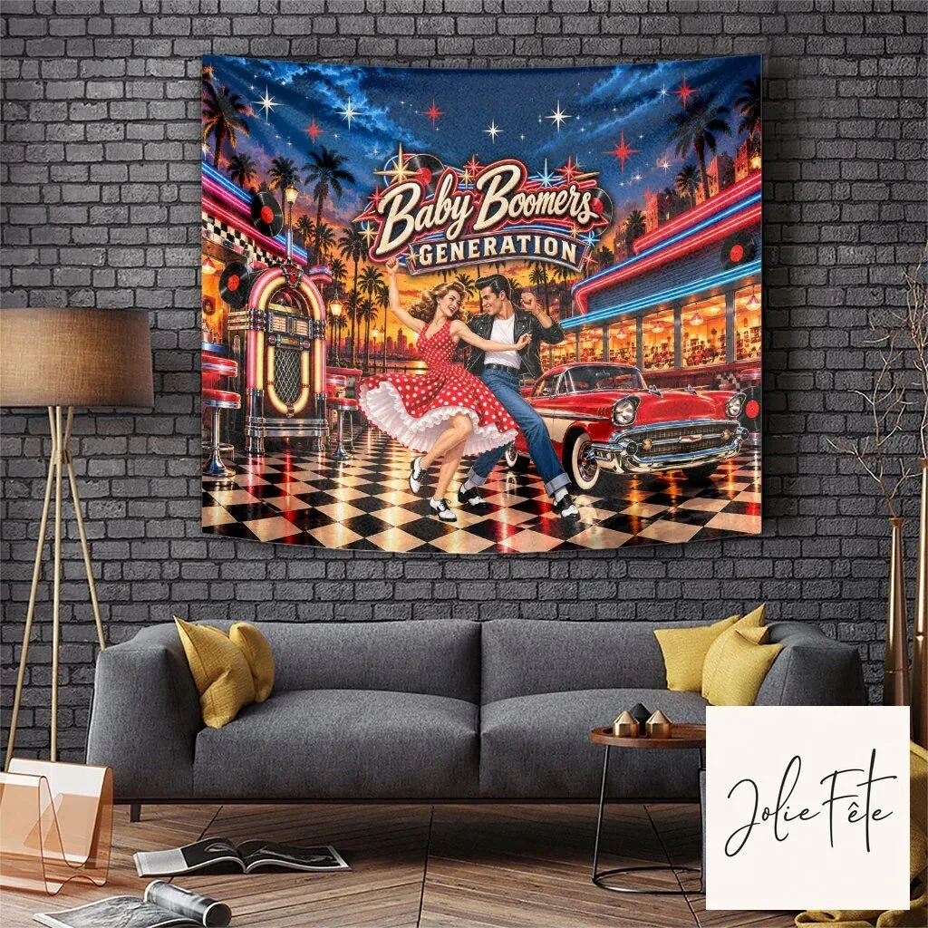 Baby Boomers Generation Vintage 1950s Retro Rock And Roll Nostalgia Wall Tapestry