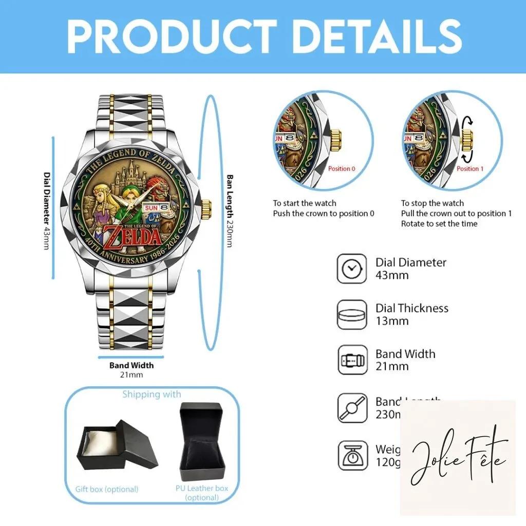 40th Anniversary Gold Quartz Watch for The Legend of Zelda 13 40th Anniversary Gold Quartz Watch for The Legend of Zelda