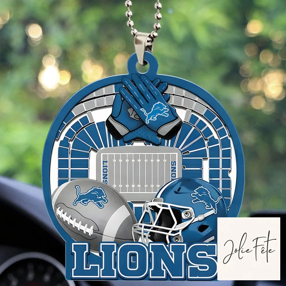 Detroit Lions Football Stadium Helmet Gloves Car Rearview Mirror Ornament
