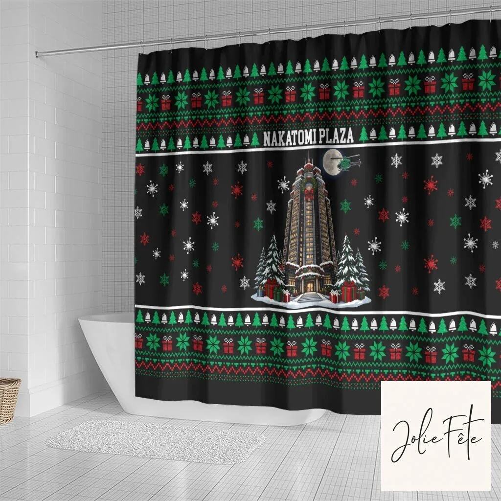 Nakatomi Plaza Christmas Party Ugly Sweater Style Holiday Shower Curtain 7 Nakatomi Plaza Christmas Party Ugly Sweater Style Holiday Shower Curtain