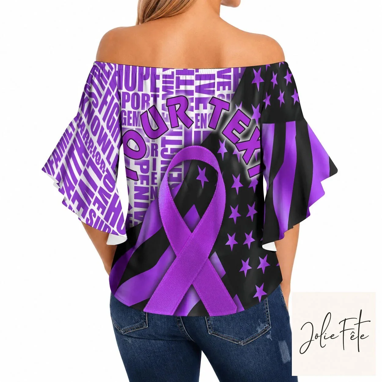 Domestic Violence Awareness Purple Ribbon Sunflower Flag Off Shoulder Top 9 Domestic Violence Awareness Purple Ribbon Sunflower Flag Off Shoulder Top