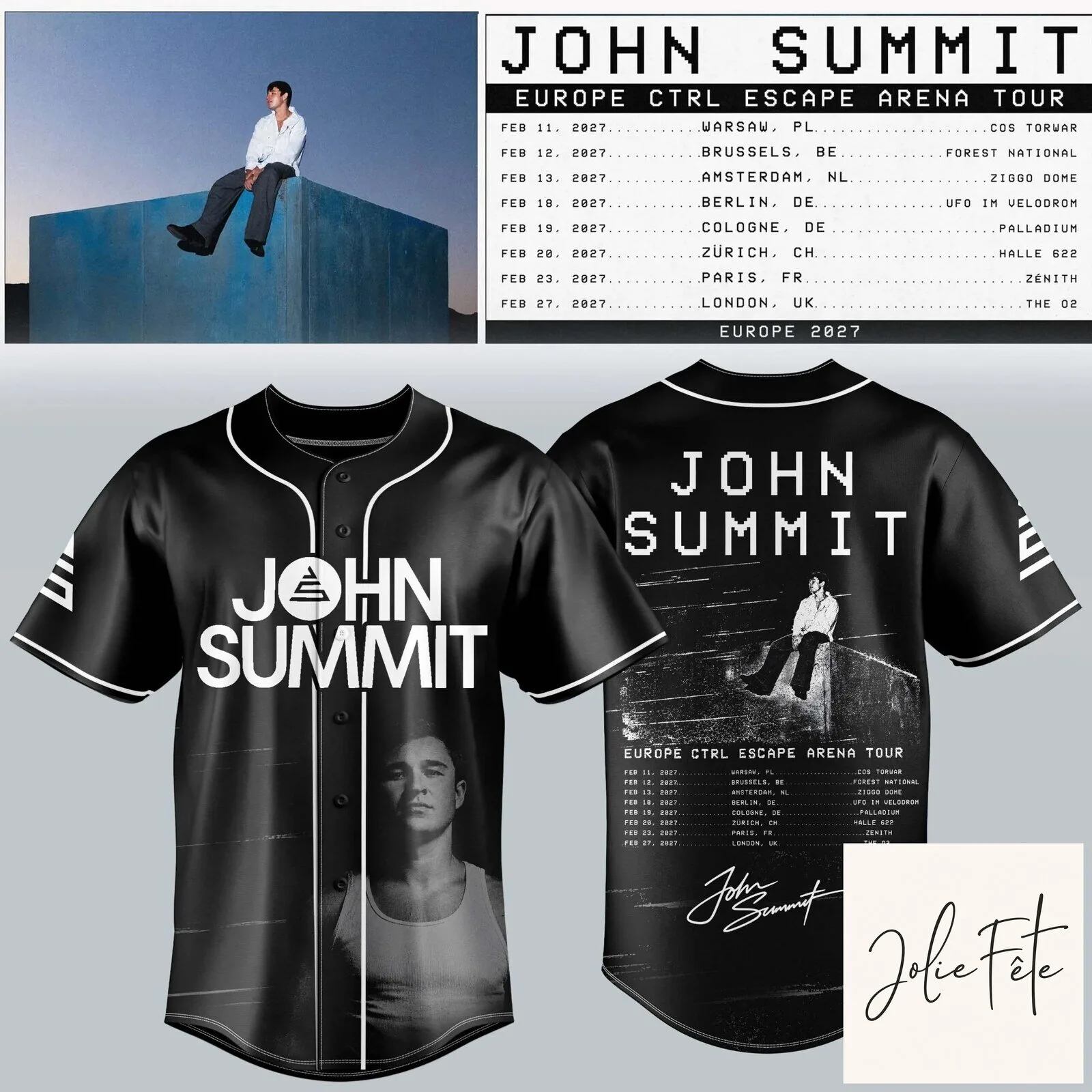 John Summit Europe Control Escape Arena Tour 2027 Baseball Jersey 2 John Summit Europe Control Escape Arena Tour 2027 Baseball Jersey