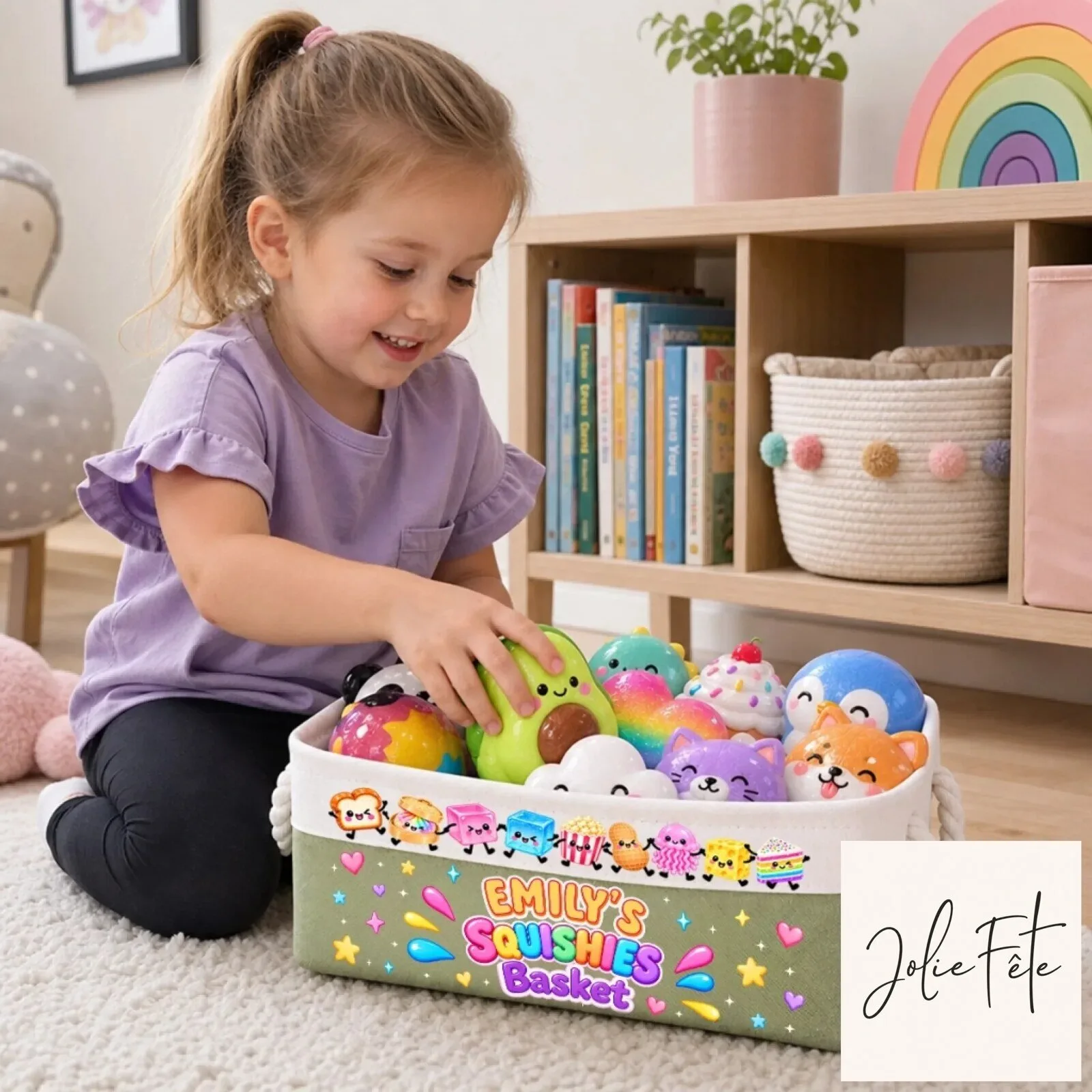 Personalized Squishy Toy Storage Basket with Custom Name for Kids 10 Personalized Squishy Toy Storage Basket with Custom Name for Kids