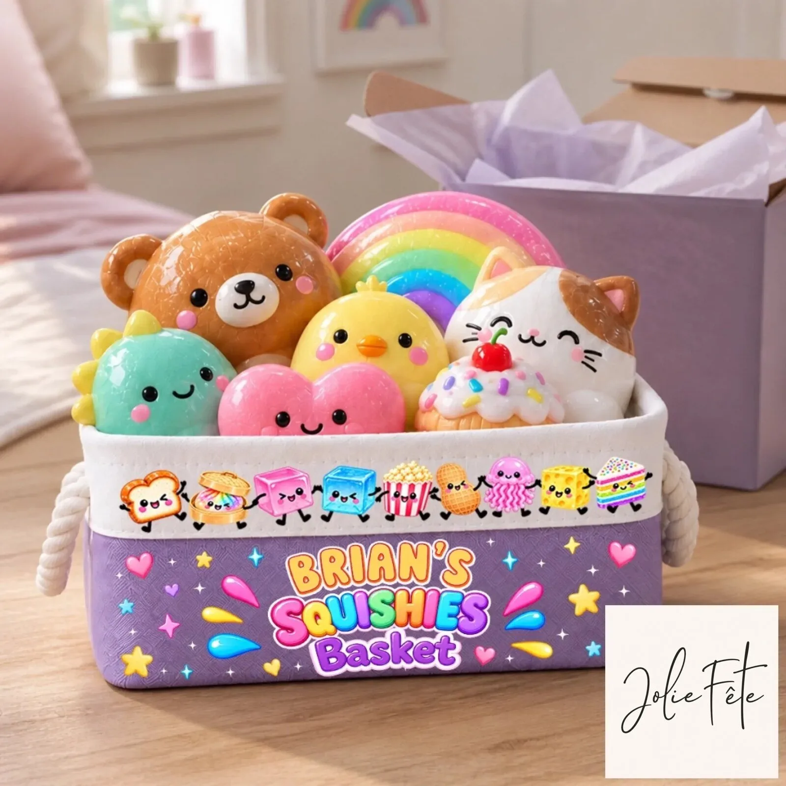 Personalized Squishy Toy Storage Basket with Custom Name for Kids 11 Personalized Squishy Toy Storage Basket with Custom Name for Kids