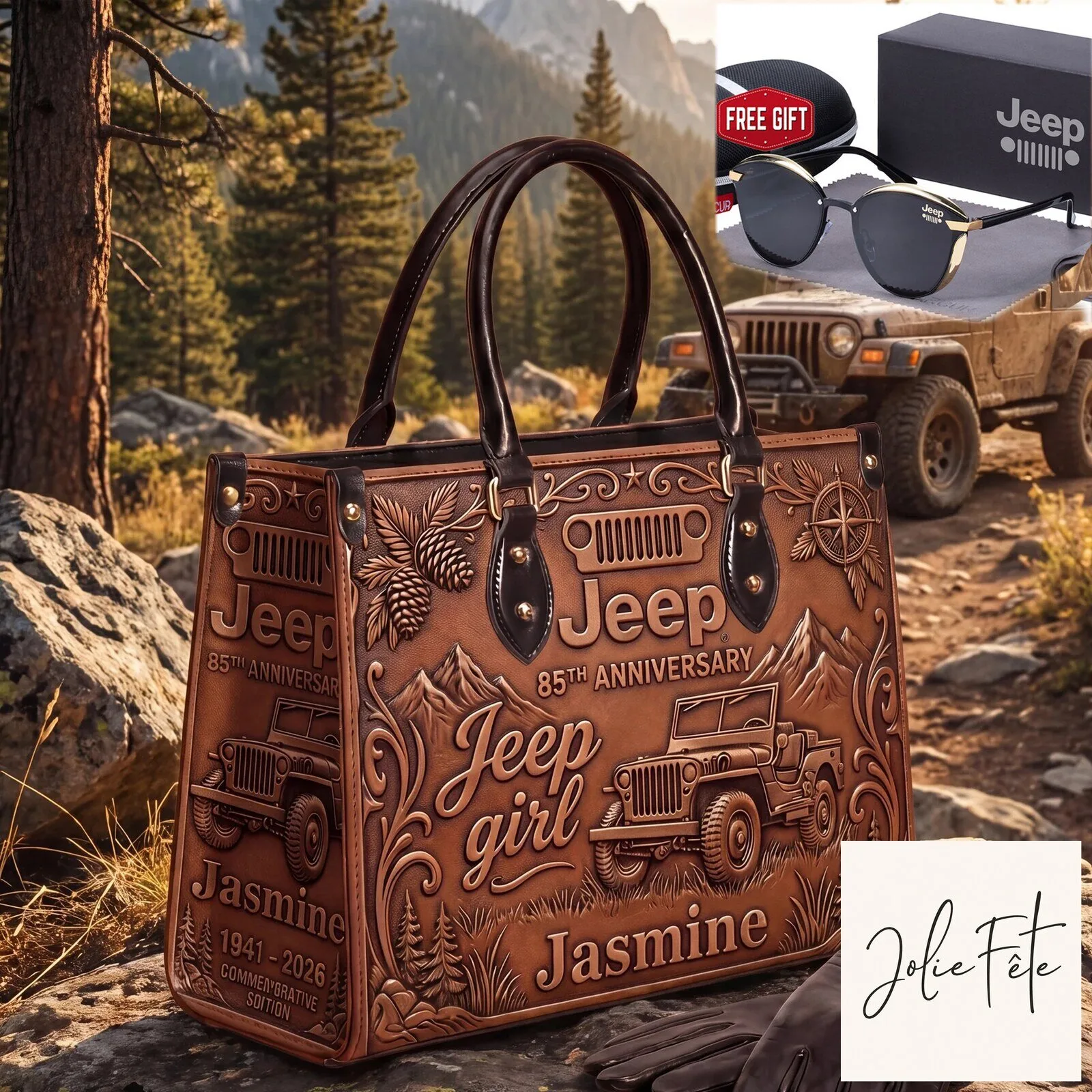 Jeep 85th Anniversary Commemorative Edition Custom Name Leather Handbag
