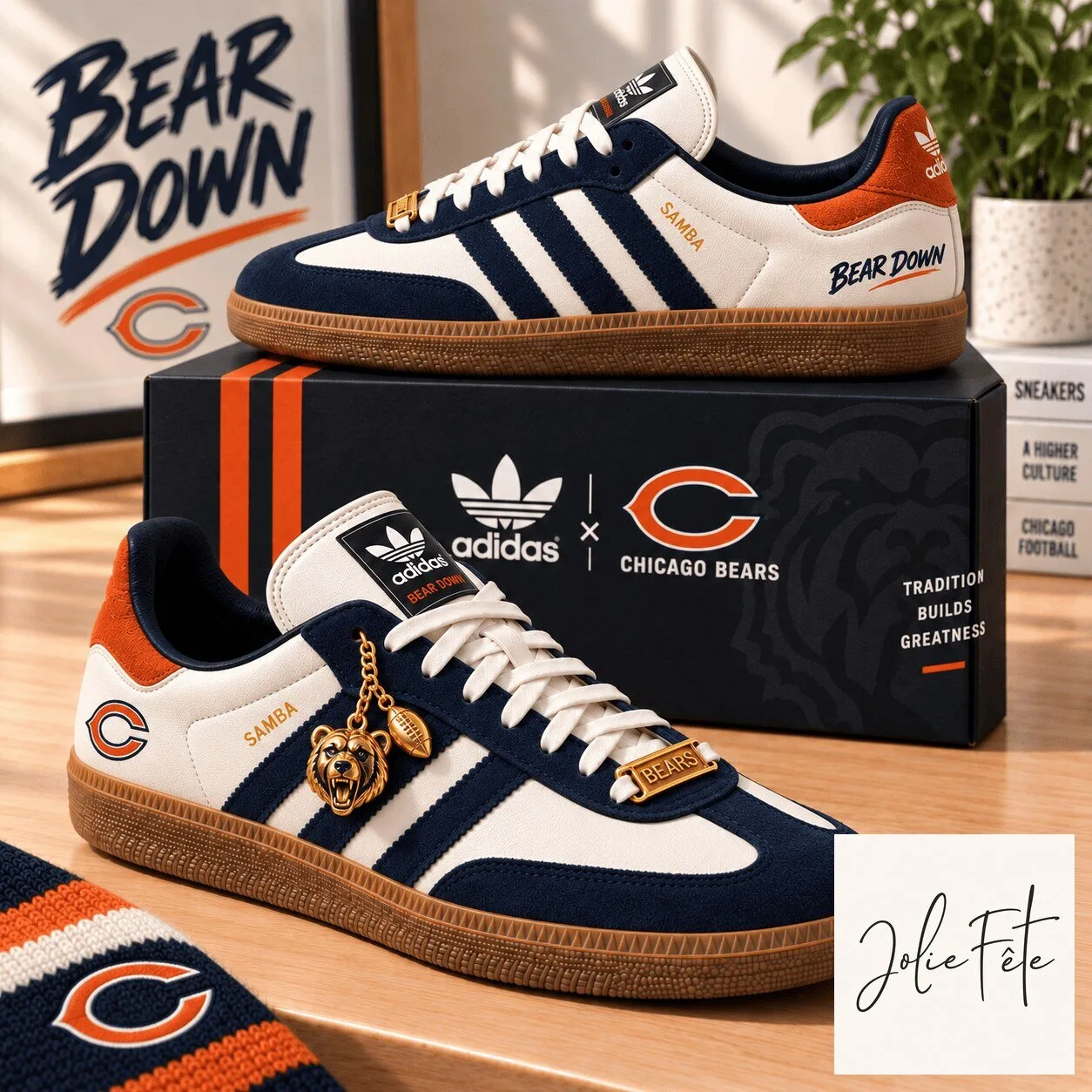Chicago Bears Adidas Samba Low Top Sneakers Football Team Shoes