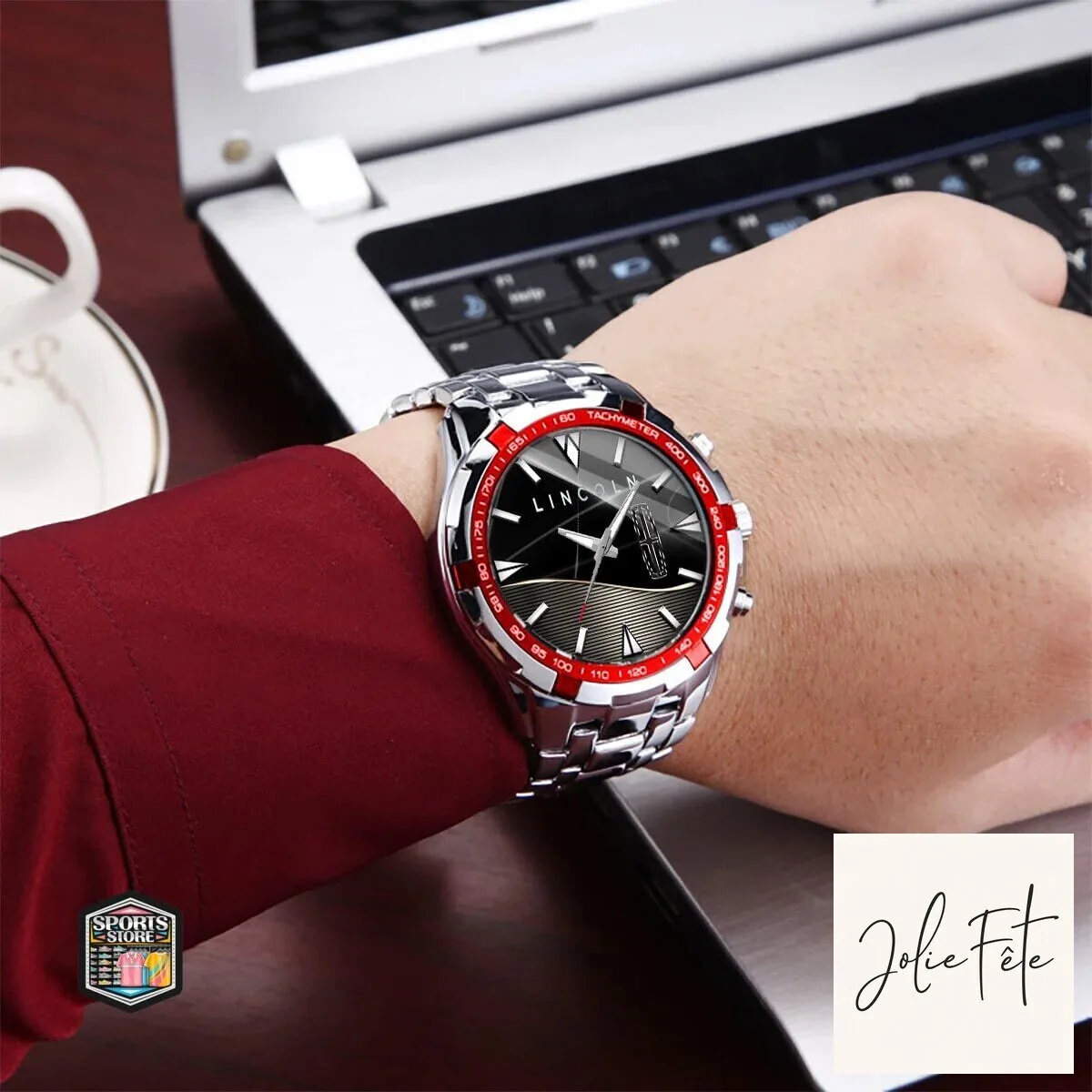 Lincoln Motor Company Elegant Men's Stainless Steel Wrist Watch 3 Lincoln Motor Company Elegant Men's Stainless Steel Wrist Watch