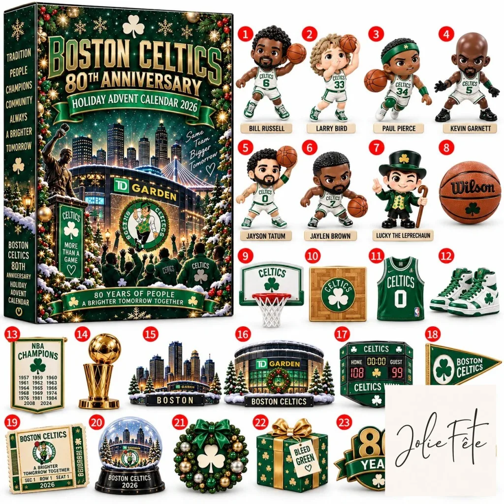 Boston Celtics 80th Anniversary Holiday Advent Calendar 2026 NBA Basketball Boston Celtics 80th Anniversary Holiday Advent Calendar 2026 NBA Basketball 2D