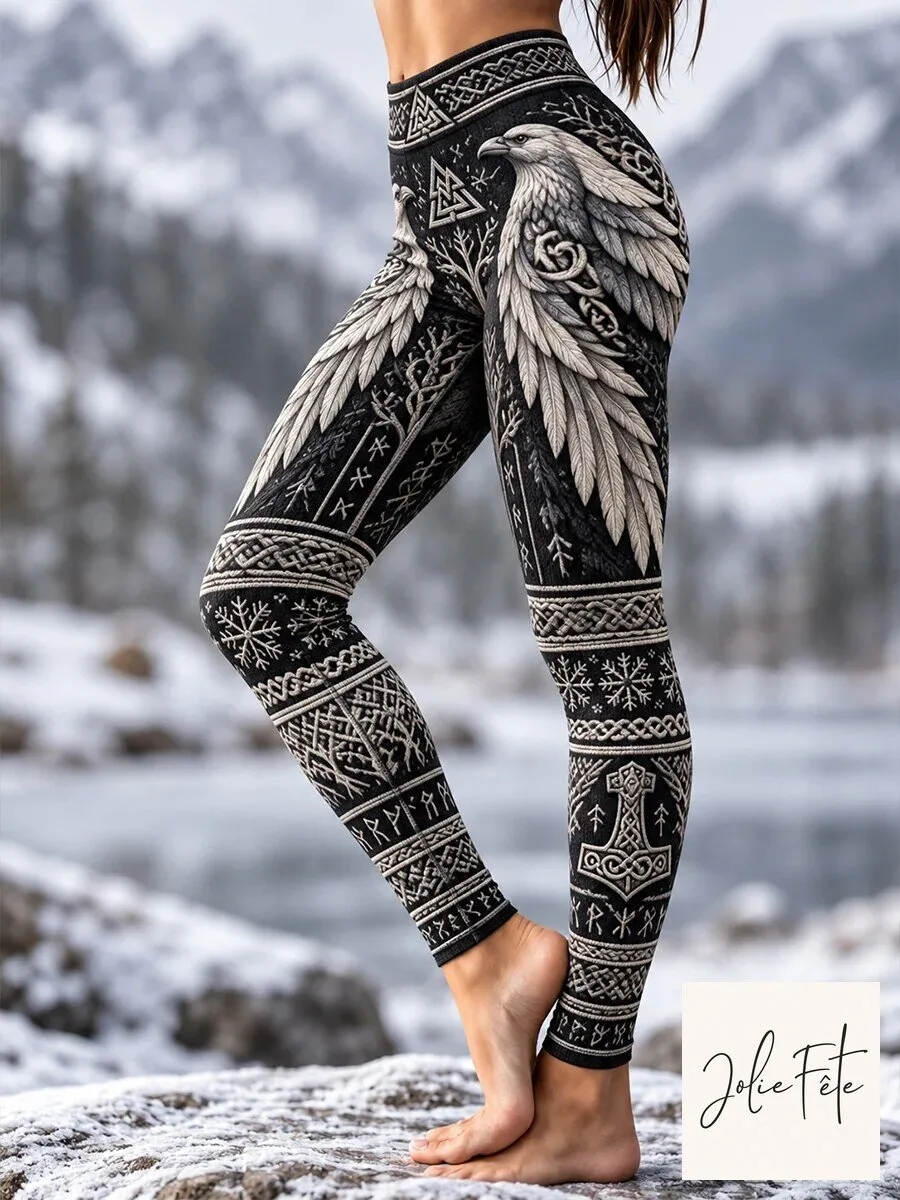Viking Eagle Raven Norse Mythology Pattern Women's Leggings