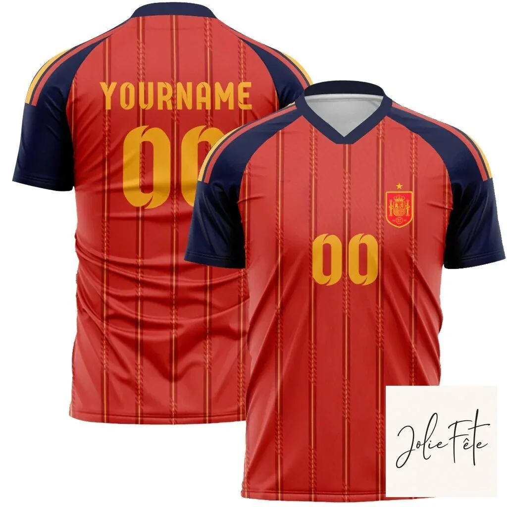 Spain National Football Team Custom Name and Number Soccer Jersey 2 Spain National Football Team Custom Name and Number Soccer Jersey