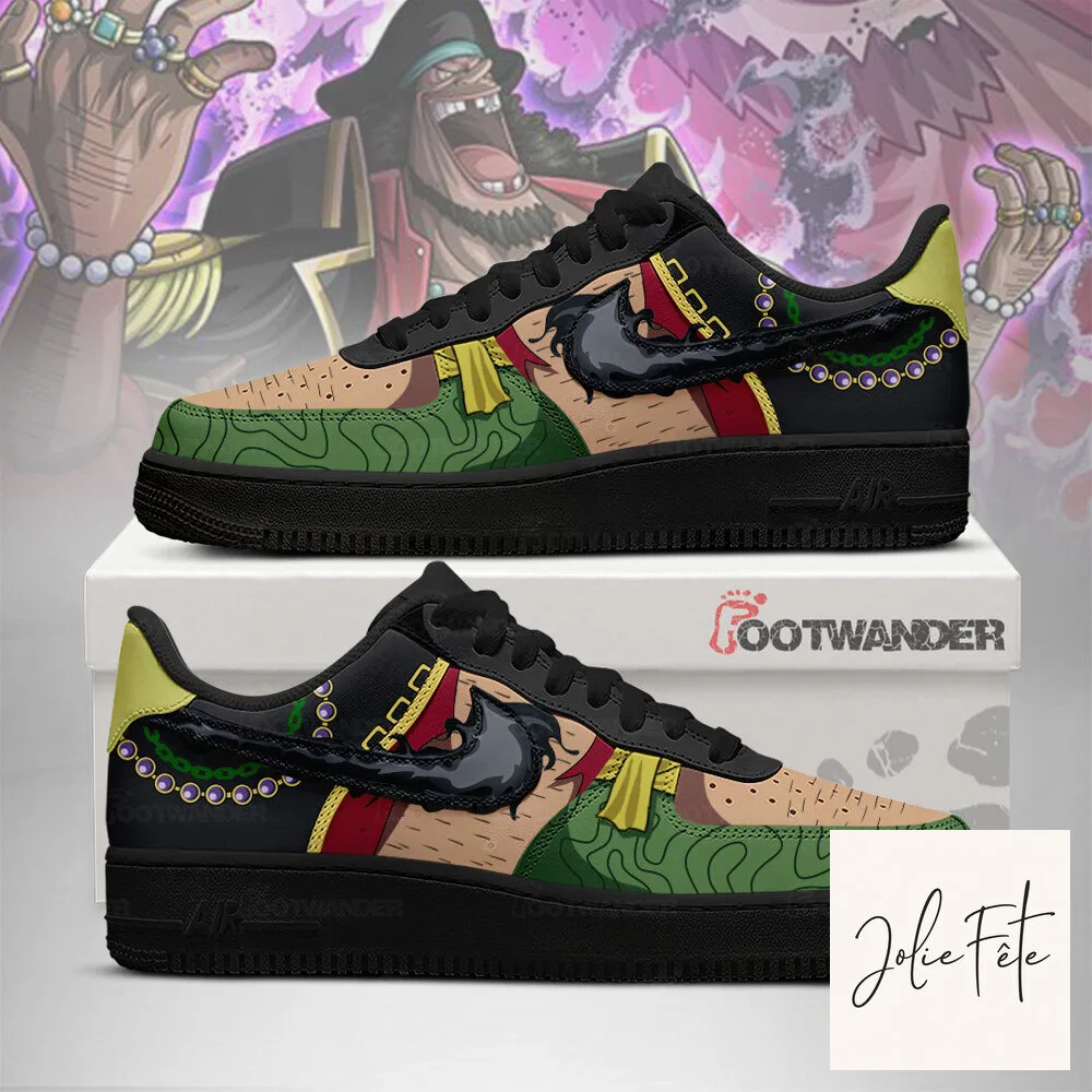 Blackbeard One Piece Anime Custom Embossed Logo Athletic Sneakers