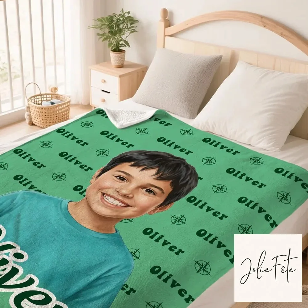 Personalized Watercolor Portrait Child Name Custom Photo Throw Blanket 18 Personalized Watercolor Portrait Child Name Custom Photo Throw Blanket
