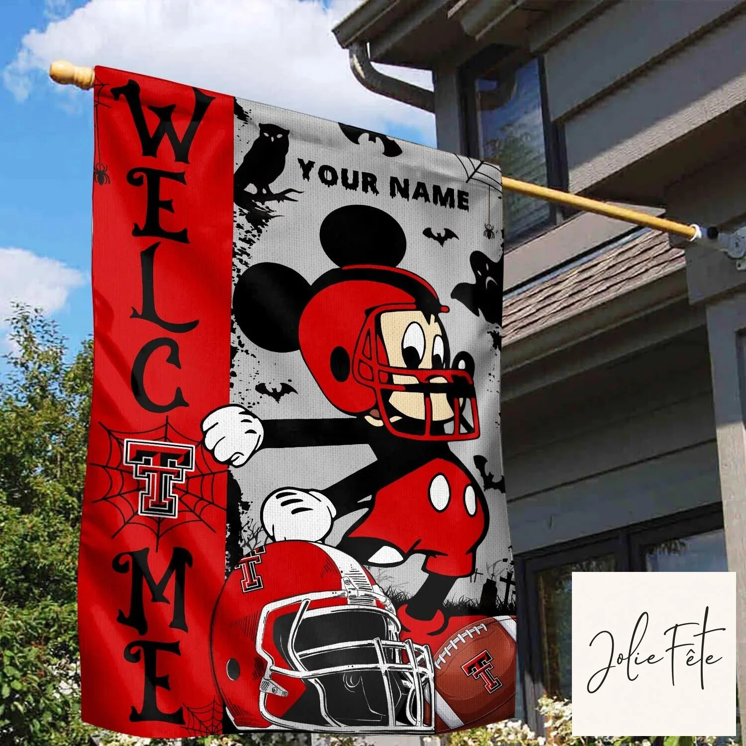 Texas Tech Red Raiders Football Mickey Mouse Halloween Welcome Garden Flag