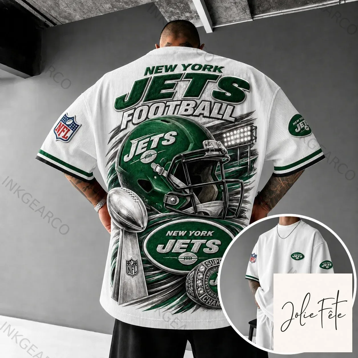 New York Jets Football Team Super Bowl Champions White Rugby T-Shirt