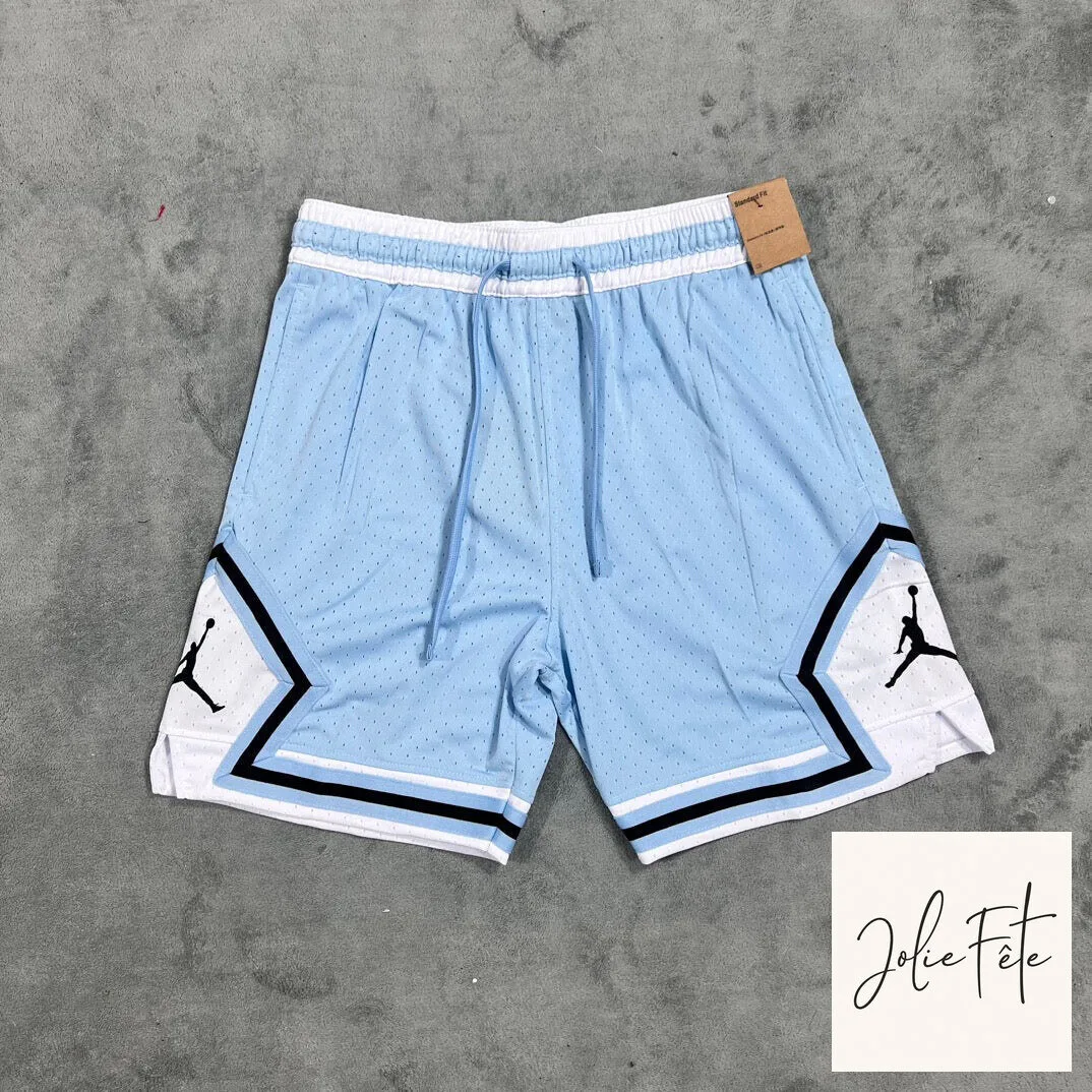 Michael Jordan Diamond Basketball Shorts Light Blue White Black Trim