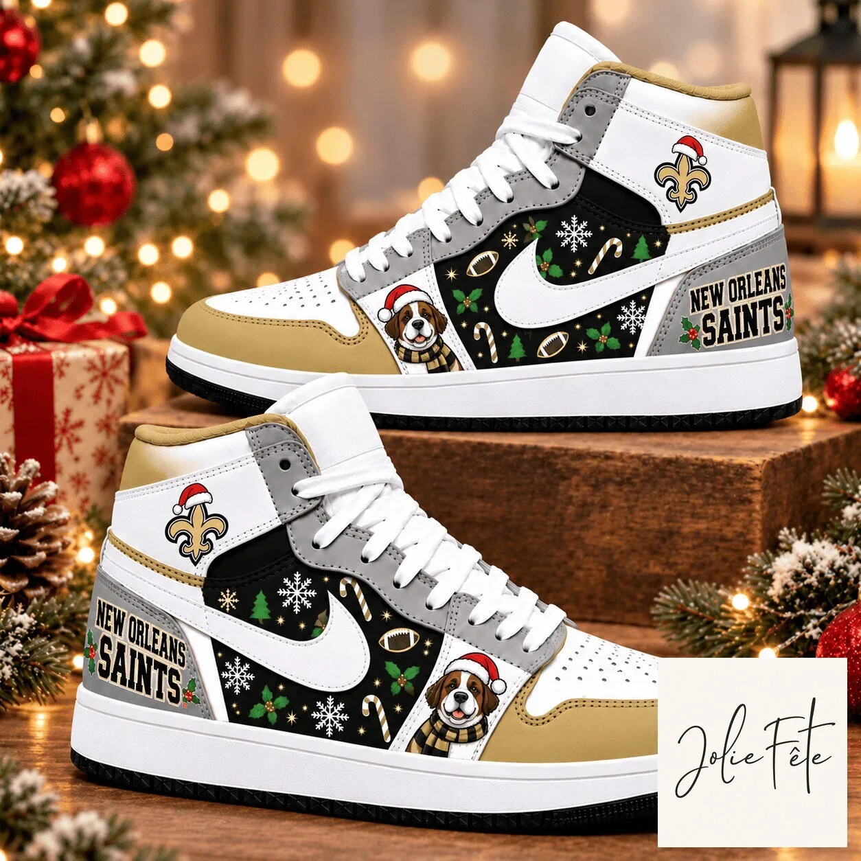 New Orleans Saints Christmas Holiday Custom Design High Top Shoes