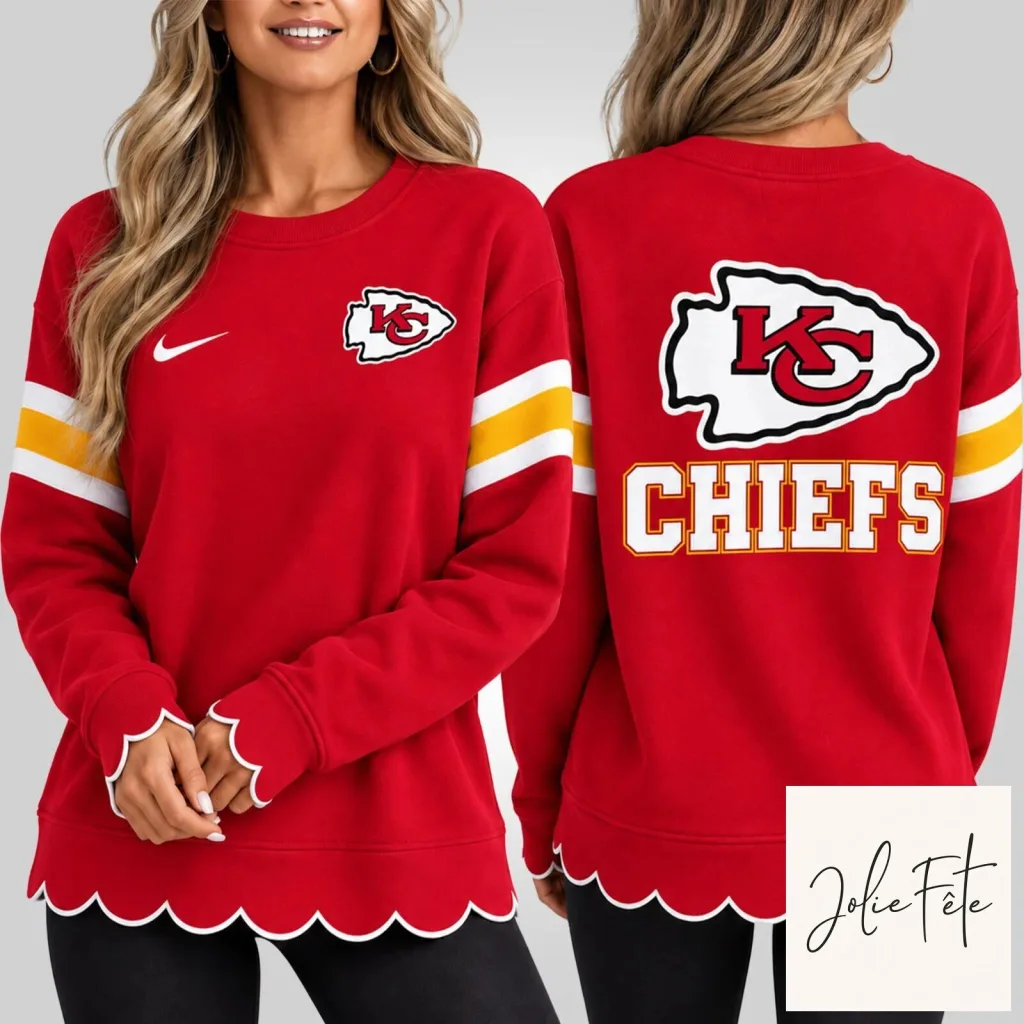 Kansas City Chiefs Women's Scalloped Hem Graphic Sweatshirt Kansas City Chiefs Women's Scalloped Hem Graphic Sweatshirt