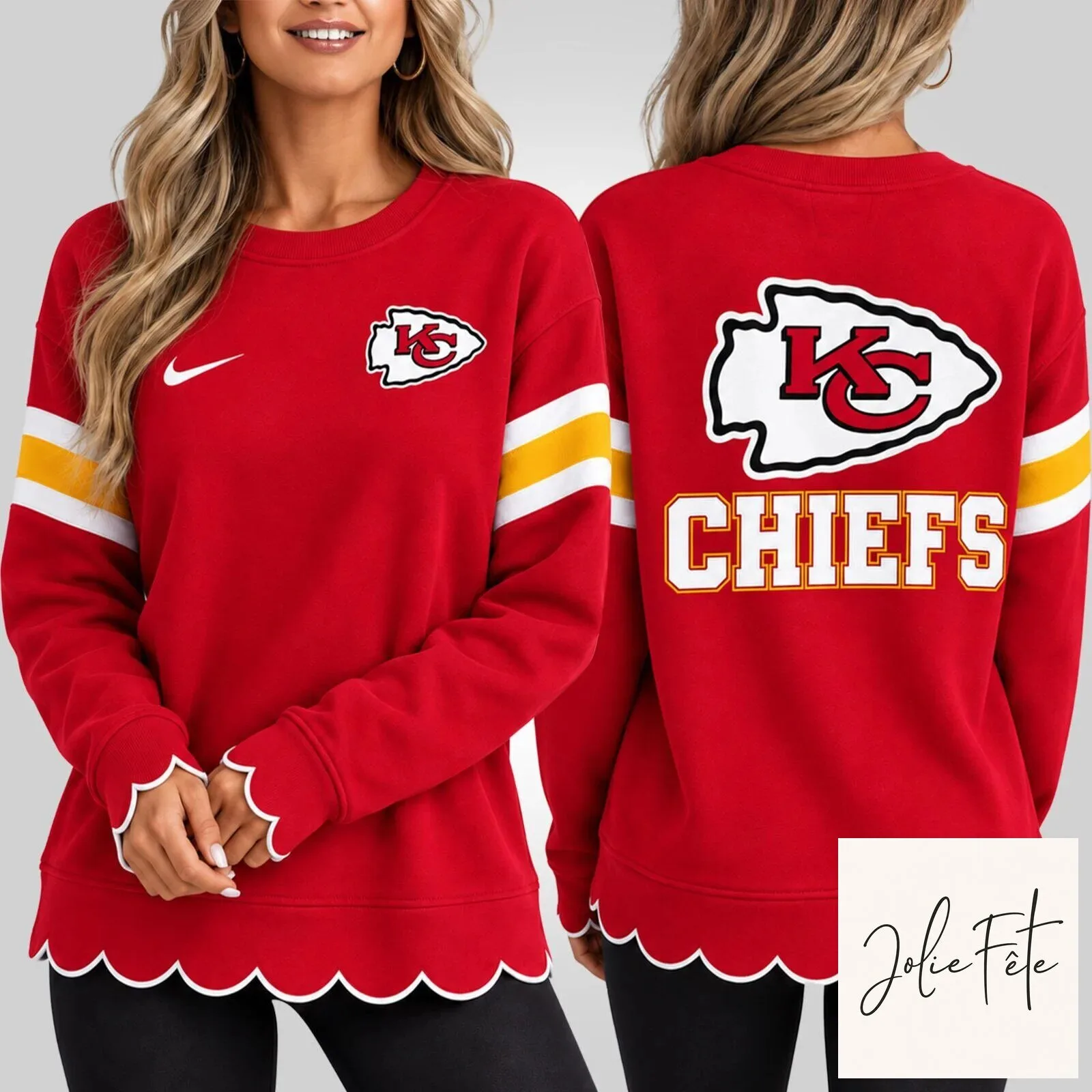 Kansas City Chiefs Women's Scalloped Hem Graphic Sweatshirt