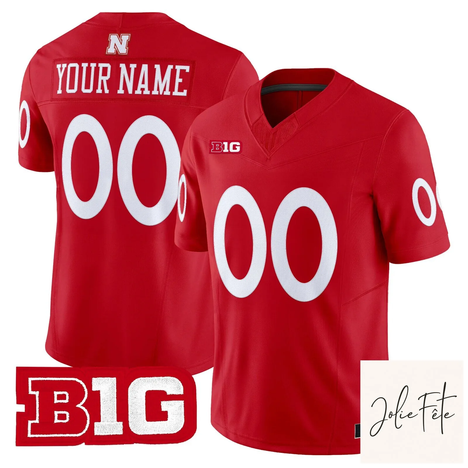 Nebraska Cornhuskers Big Ten Conference Custom Red Football Jersey