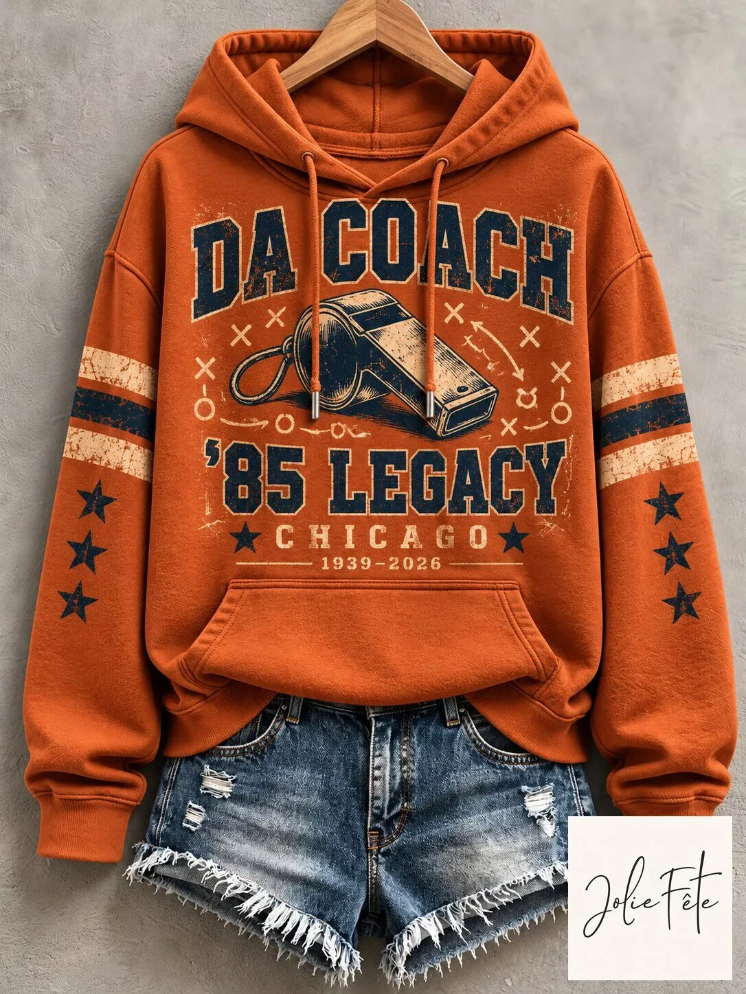 Chicago Da Coach '85 Legacy Football Theme Distressed Hoodie