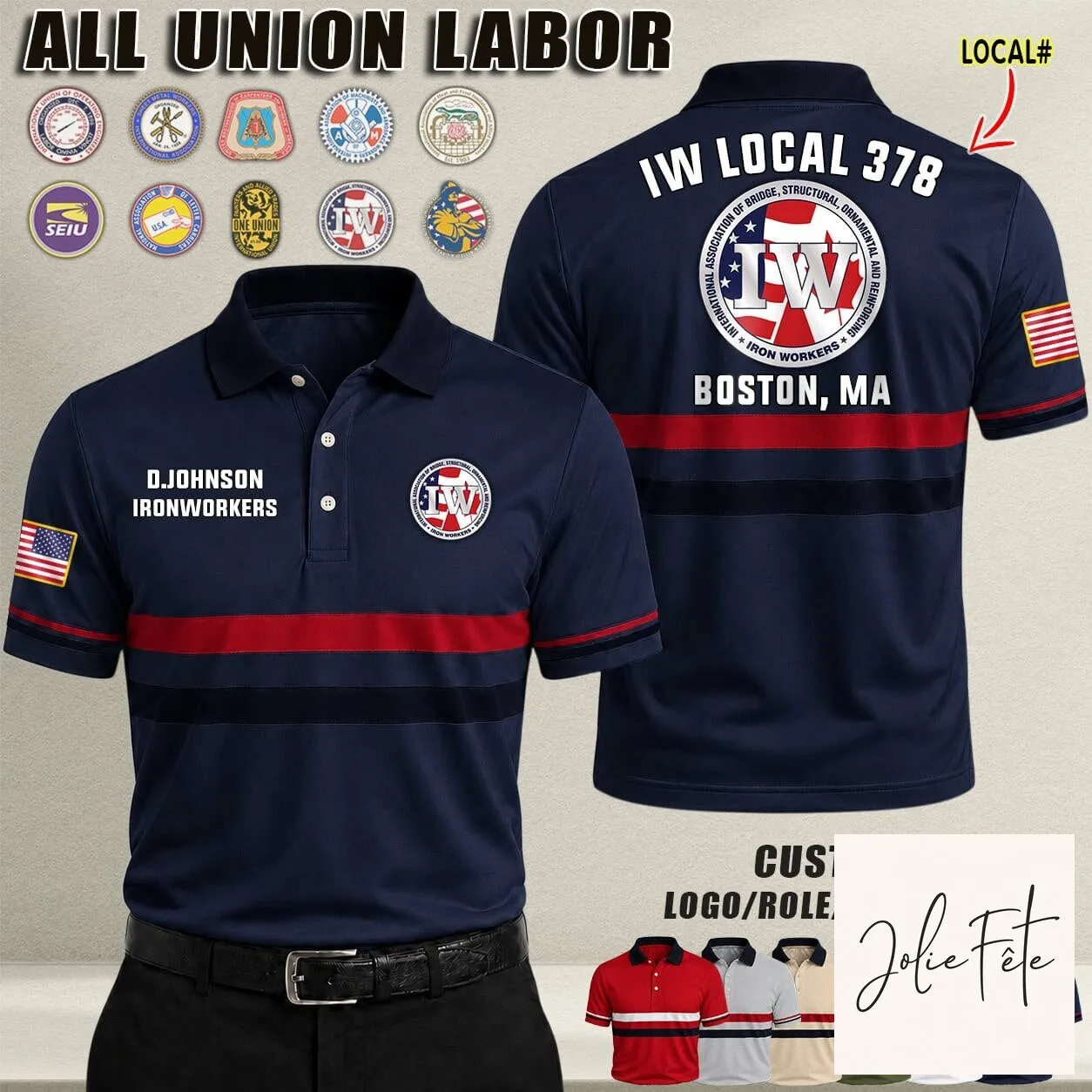 International Association of Bridge Structural Ornamental and Reinforcing Iron Workers Polo Shirt