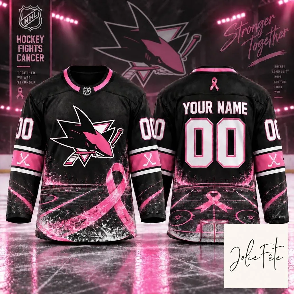 San Jose Sharks Personalized Pink Breast Cancer Awareness Hockey Jersey