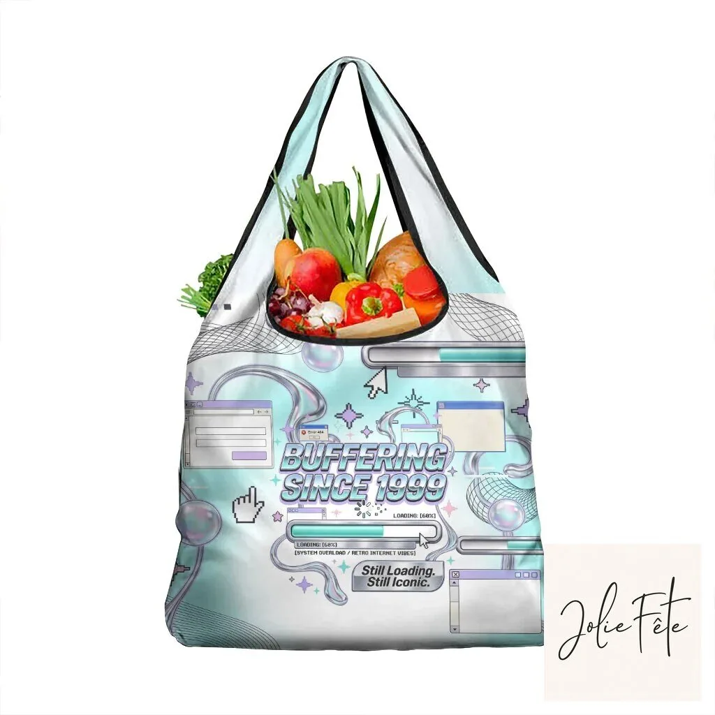 Buffering Since 1999 Retro Internet Aesthetic Reusable Grocery Shopping Bag