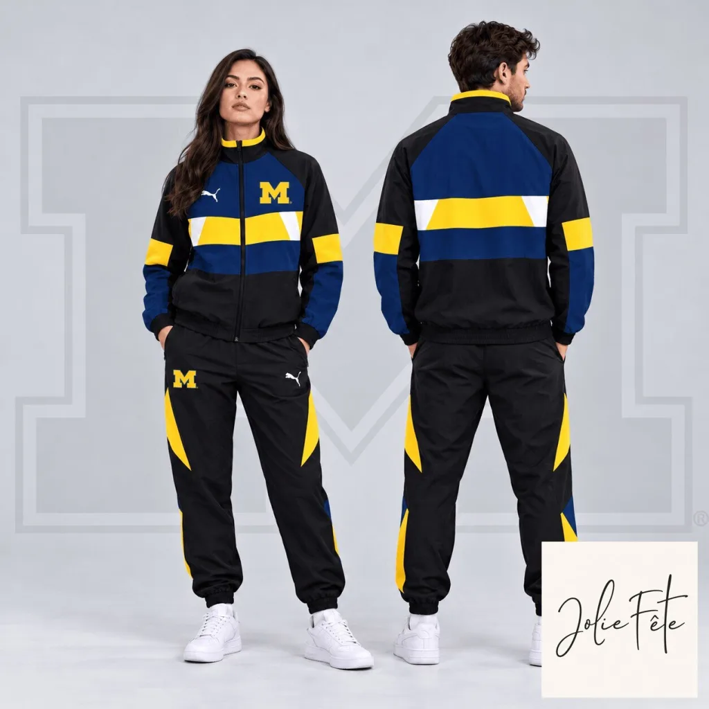 Michigan Wolverines NCAA Colorblock Performance Tracksuit Jacket Michigan Wolverines NCAA Colorblock Performance Tracksuit Jacket