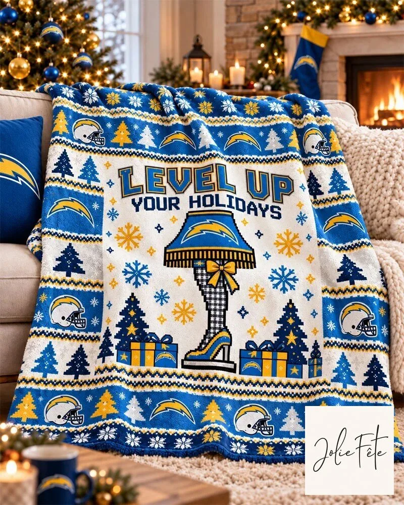 Los Angeles Chargers Level Up Your Holidays Christmas Blanket