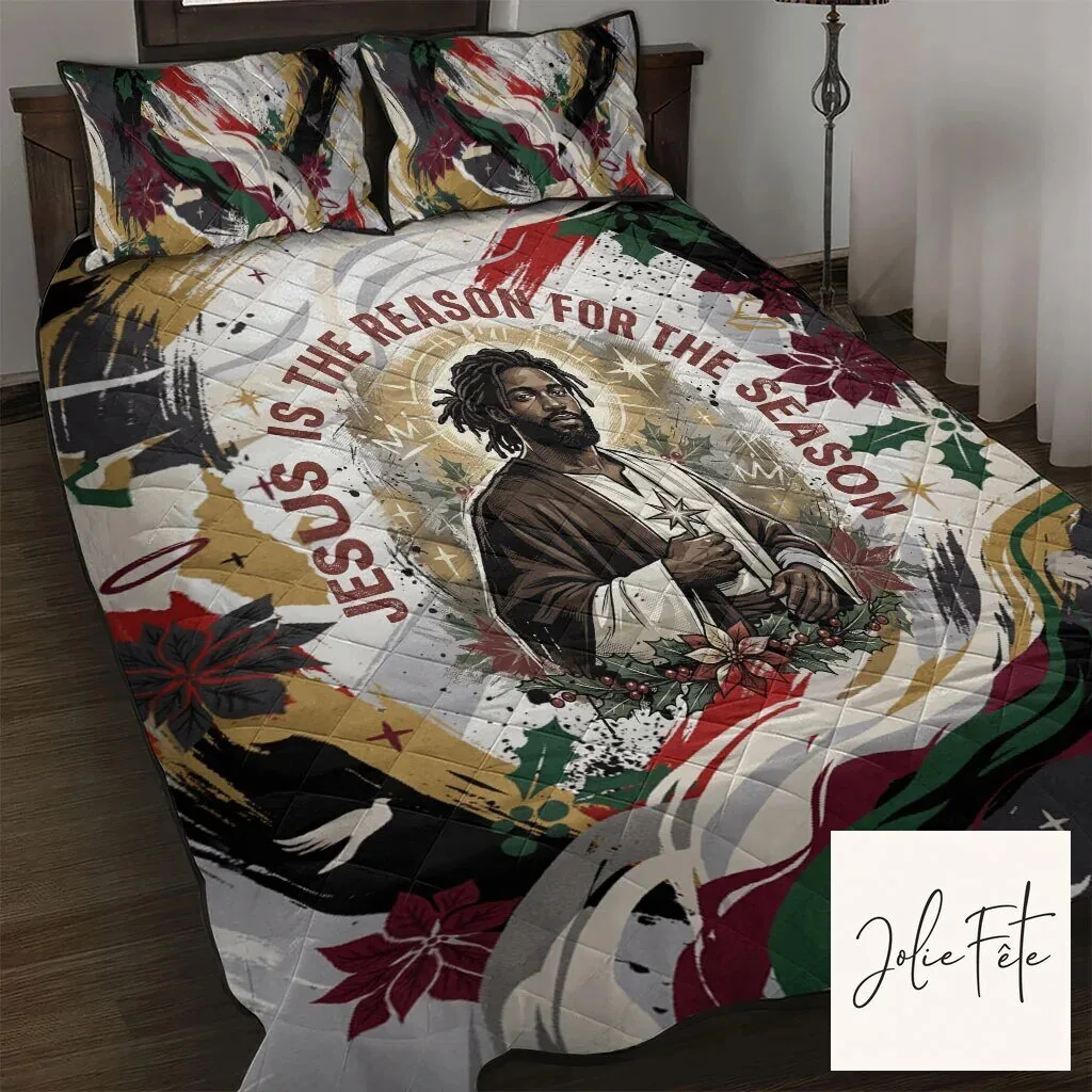 Jesus Is The Reason For The Season Christian Religious Christmas Quilt Bedding Set