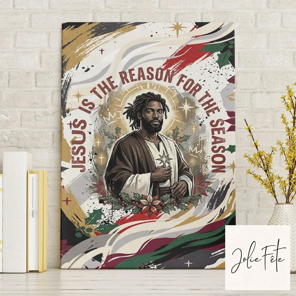 Jesus Is The Reason For The Season Black Christ Christmas Canvas Wall Art