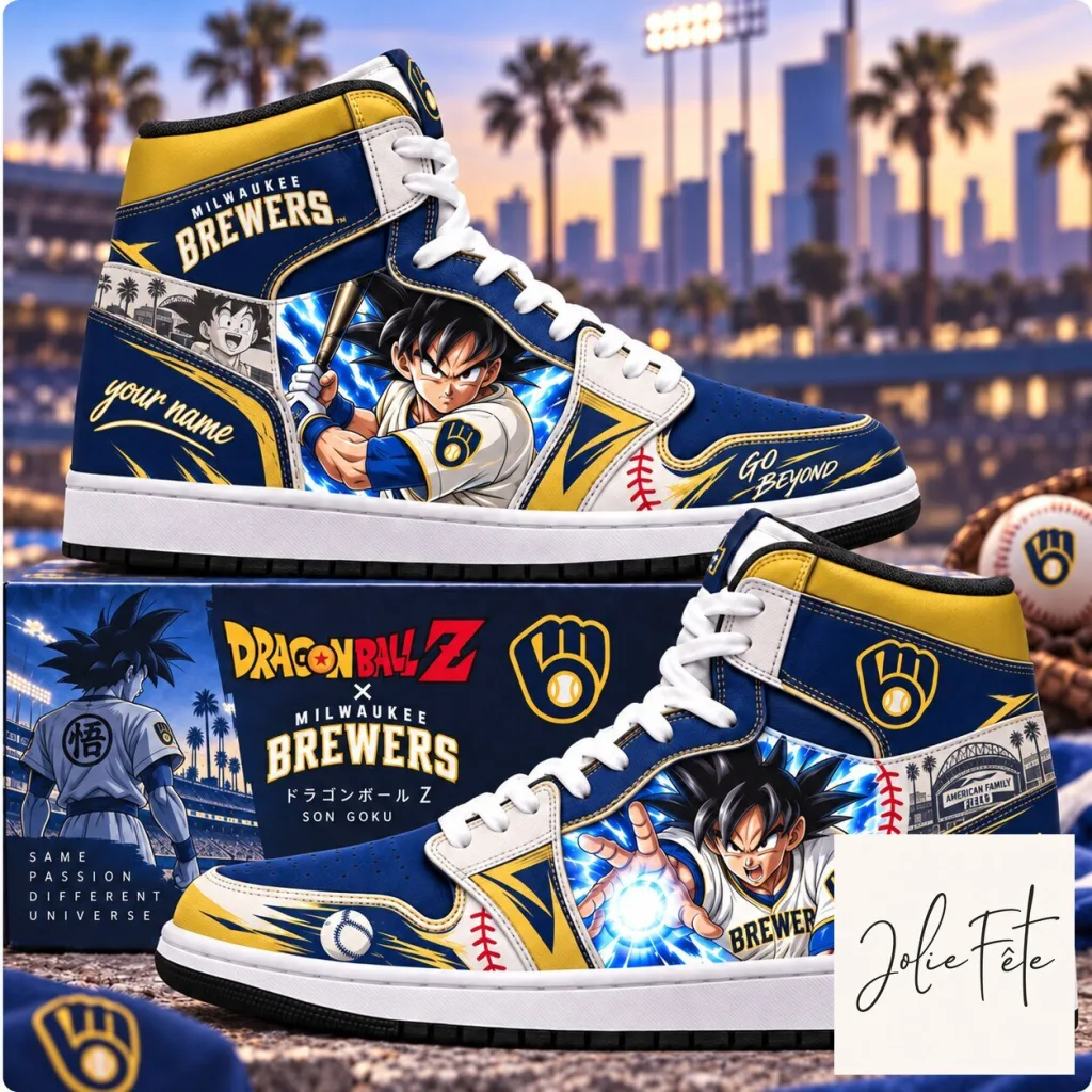 Milwaukee Brewers MLB Baseball Son Goku Dragon Ball Z Custom Shoes Milwaukee Brewers MLB Baseball Son Goku Dragon Ball Z Custom Shoes