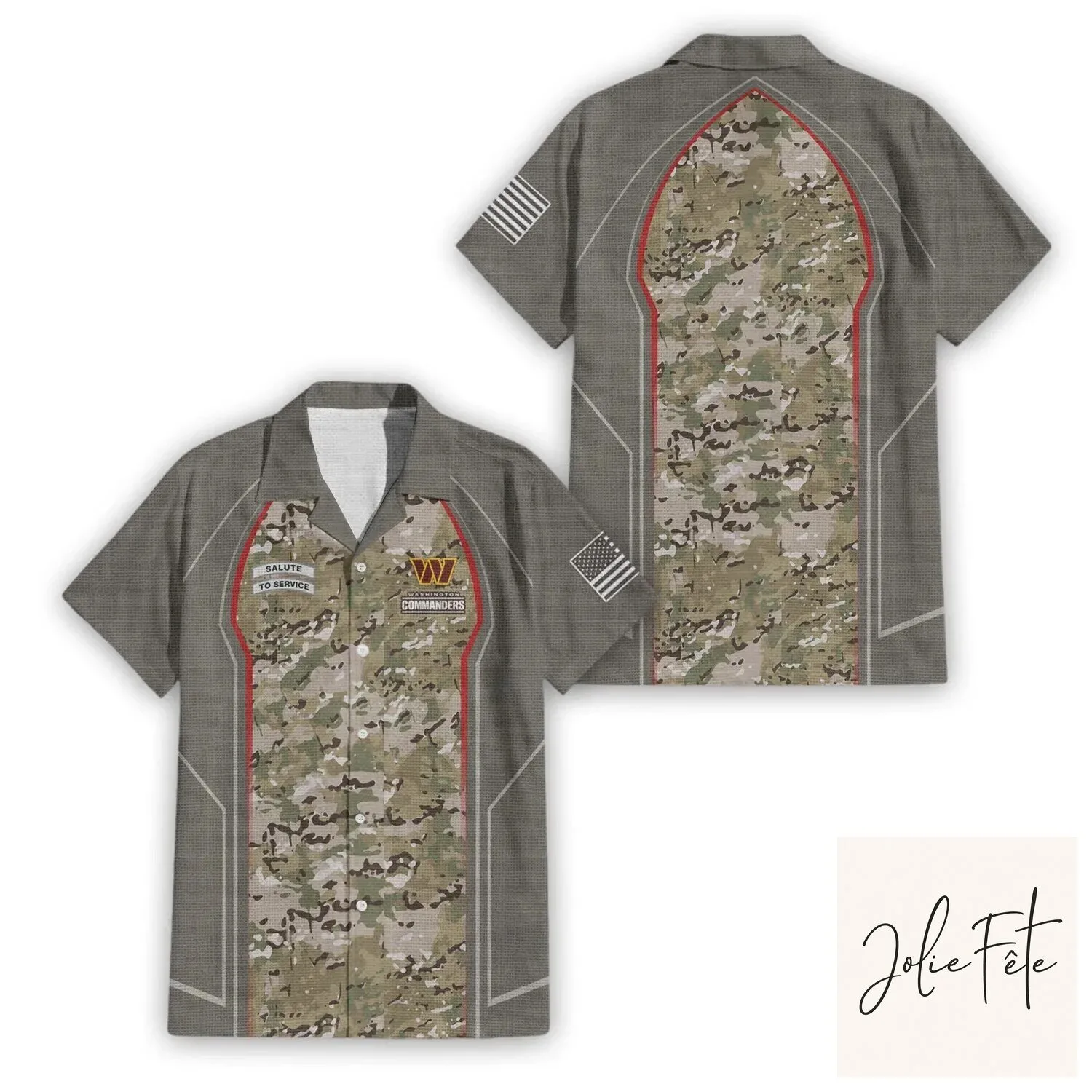 Hawaiian Shirt in Camouflage for Washington Commanders Salute to Service