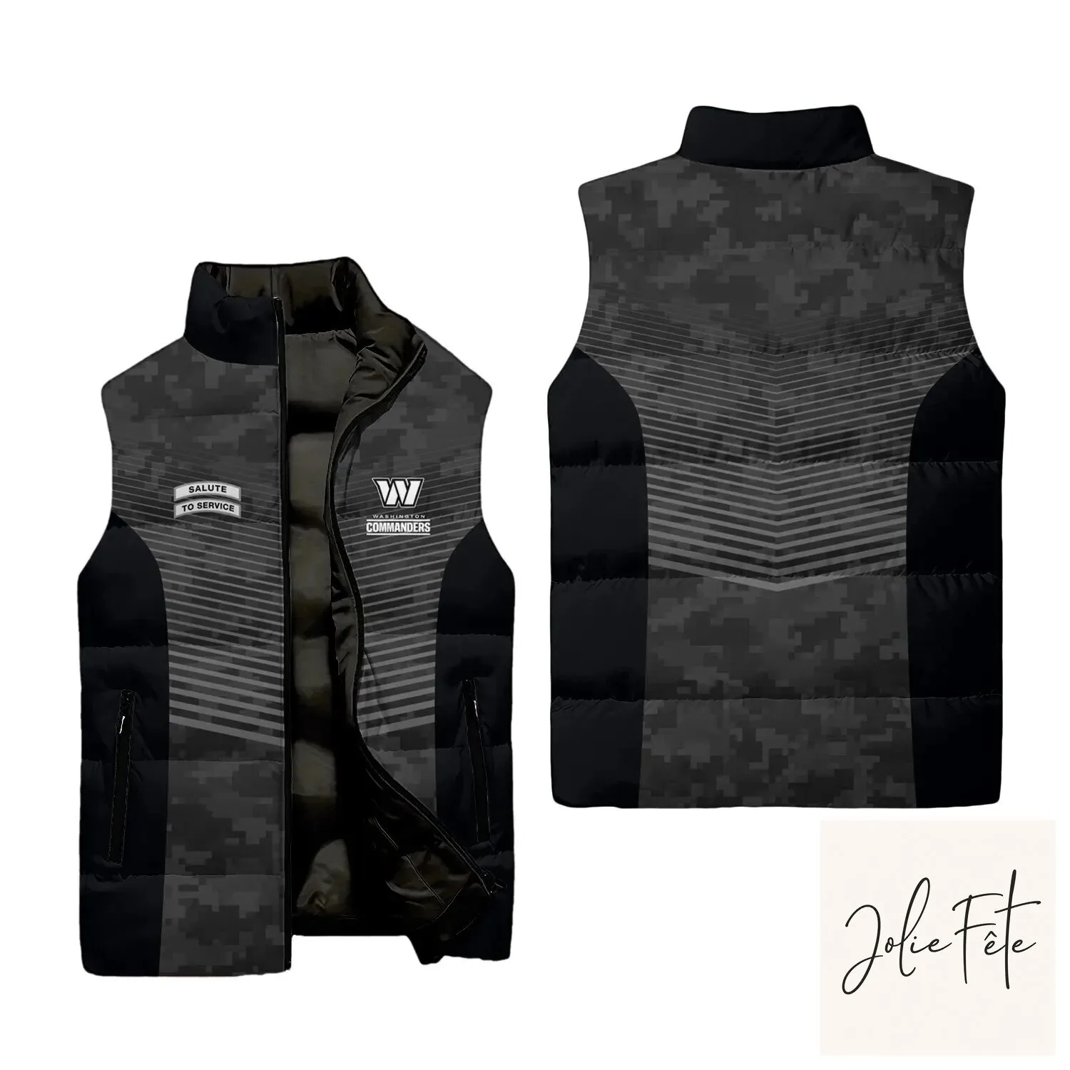 Washington Commanders Salute To Service Camouflage Sleeveless Puffer Jacket
