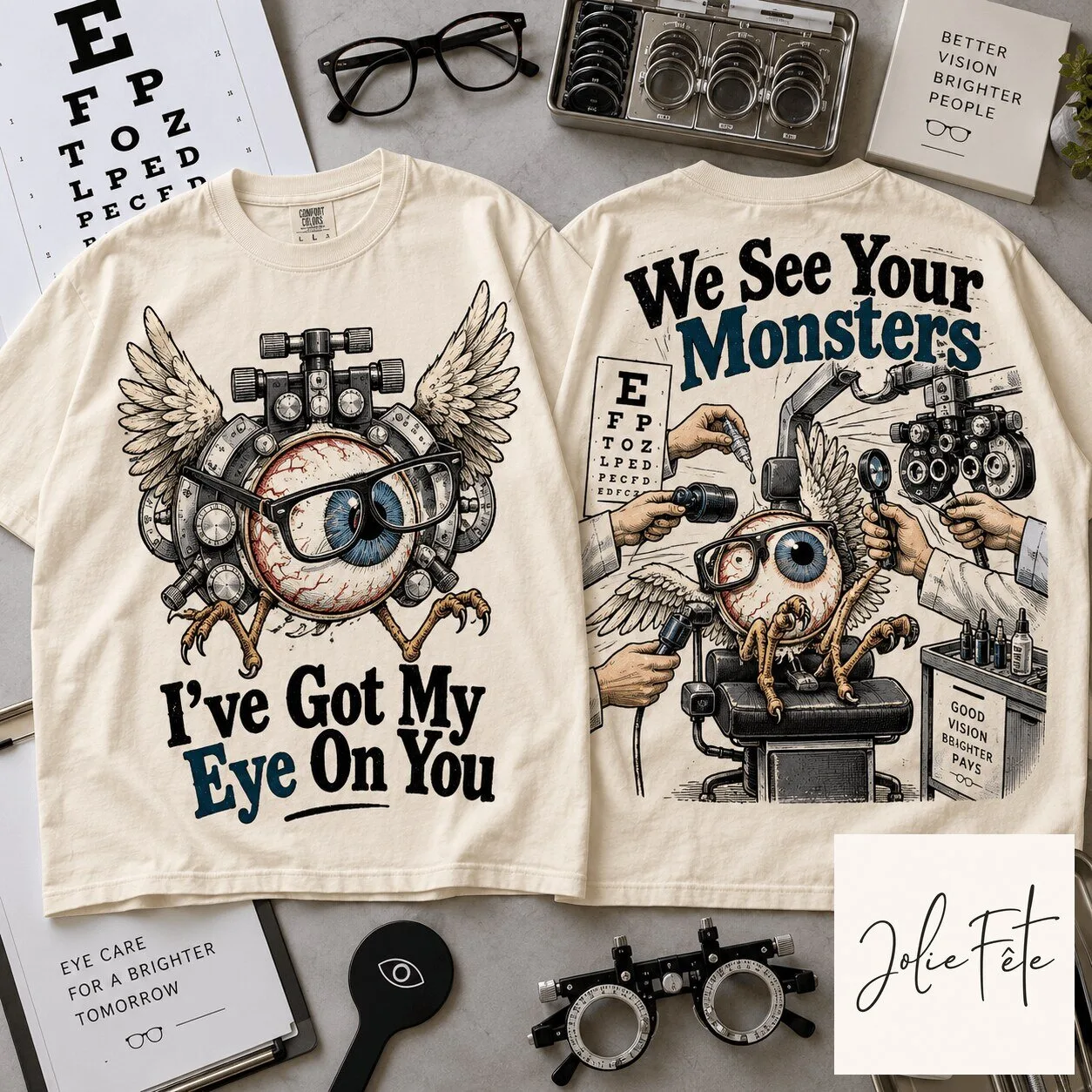 Flying Eyeball Eye Doctor Optometrist Vision Care Funny T-Shirt