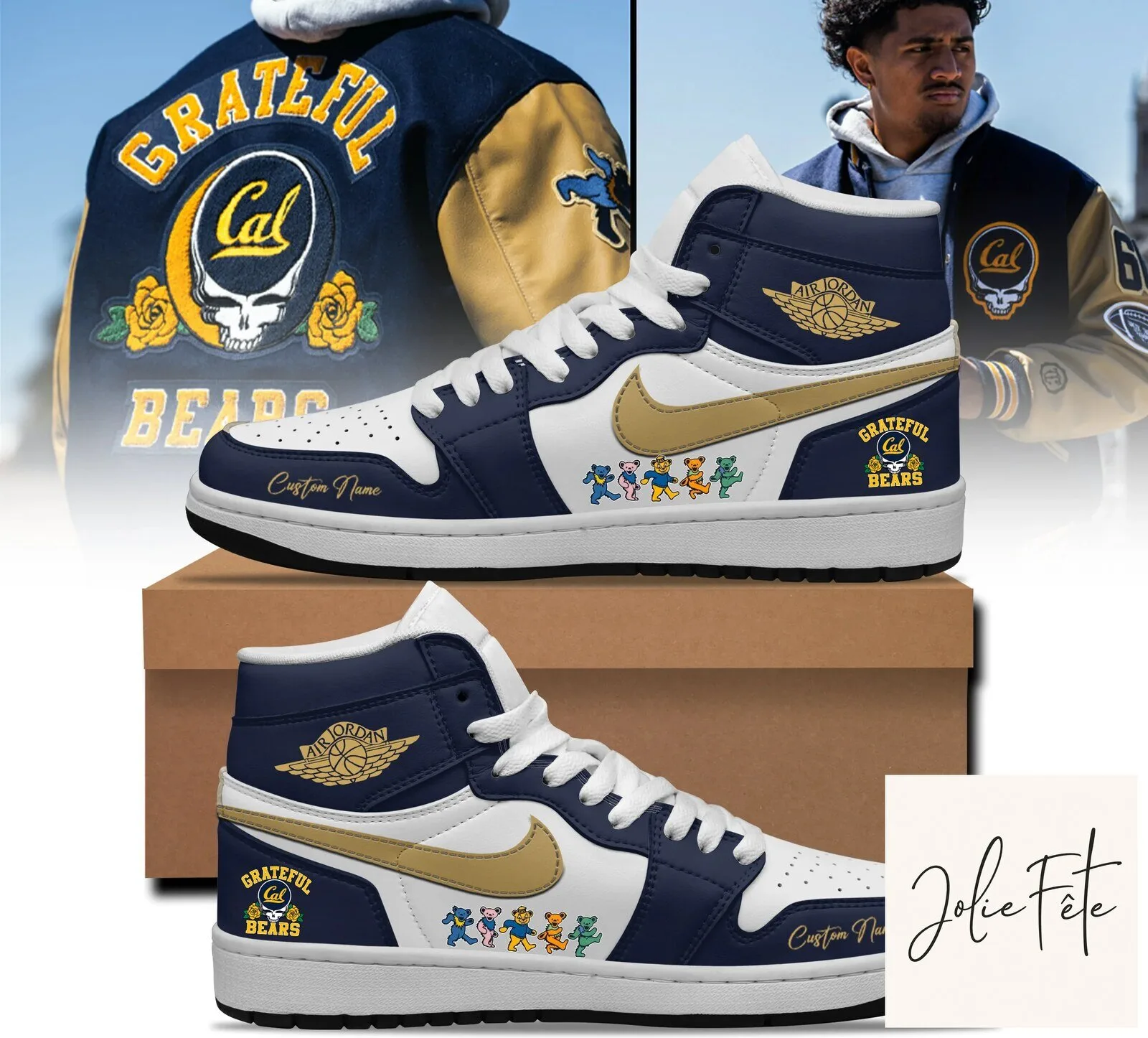 Grateful Dead California Golden Bears Dancing Bears High Top Shoes