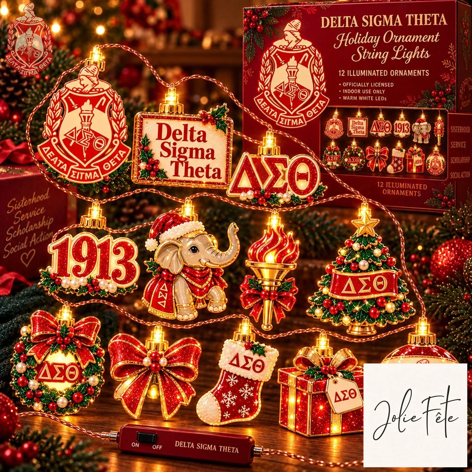Christmas String Lights Ornament for Delta Sigma Theta Sorority Holiday Decor 9 Christmas String Lights Ornament for Delta Sigma Theta Sorority Holiday Decor