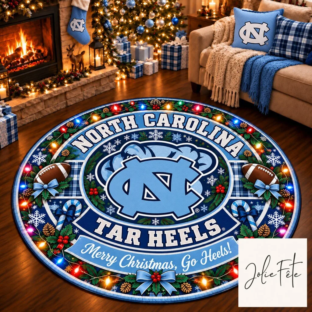 North Carolina Tar Heels Christmas Holiday Round Rug North Carolina Tar Heels Christmas Holiday Round Rug