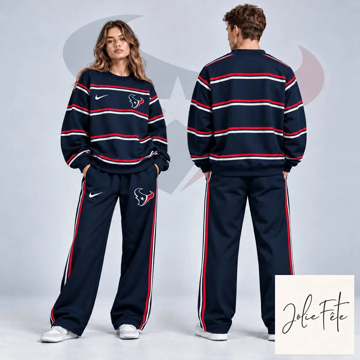 Houston Texans NFL Classic Horizontal Racing Stripe Crewneck Sweatshirt