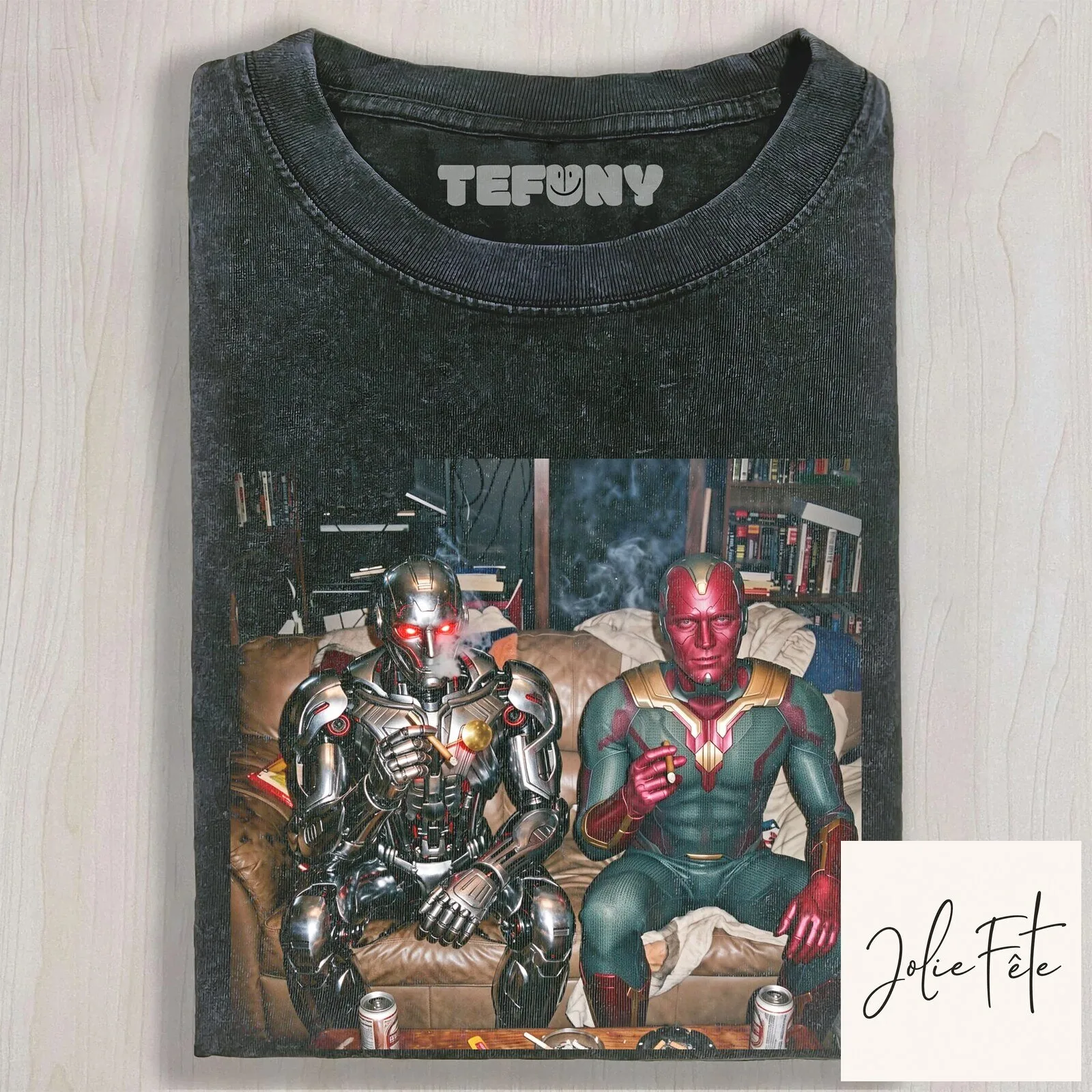 Ultron and Vision Smoking Cigars Retro Marvel Comics T-Shirt