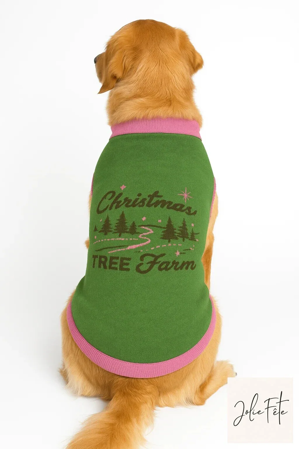 Christmas Tree Farm Green and Pink Pet Sweater for Dogs and Cats