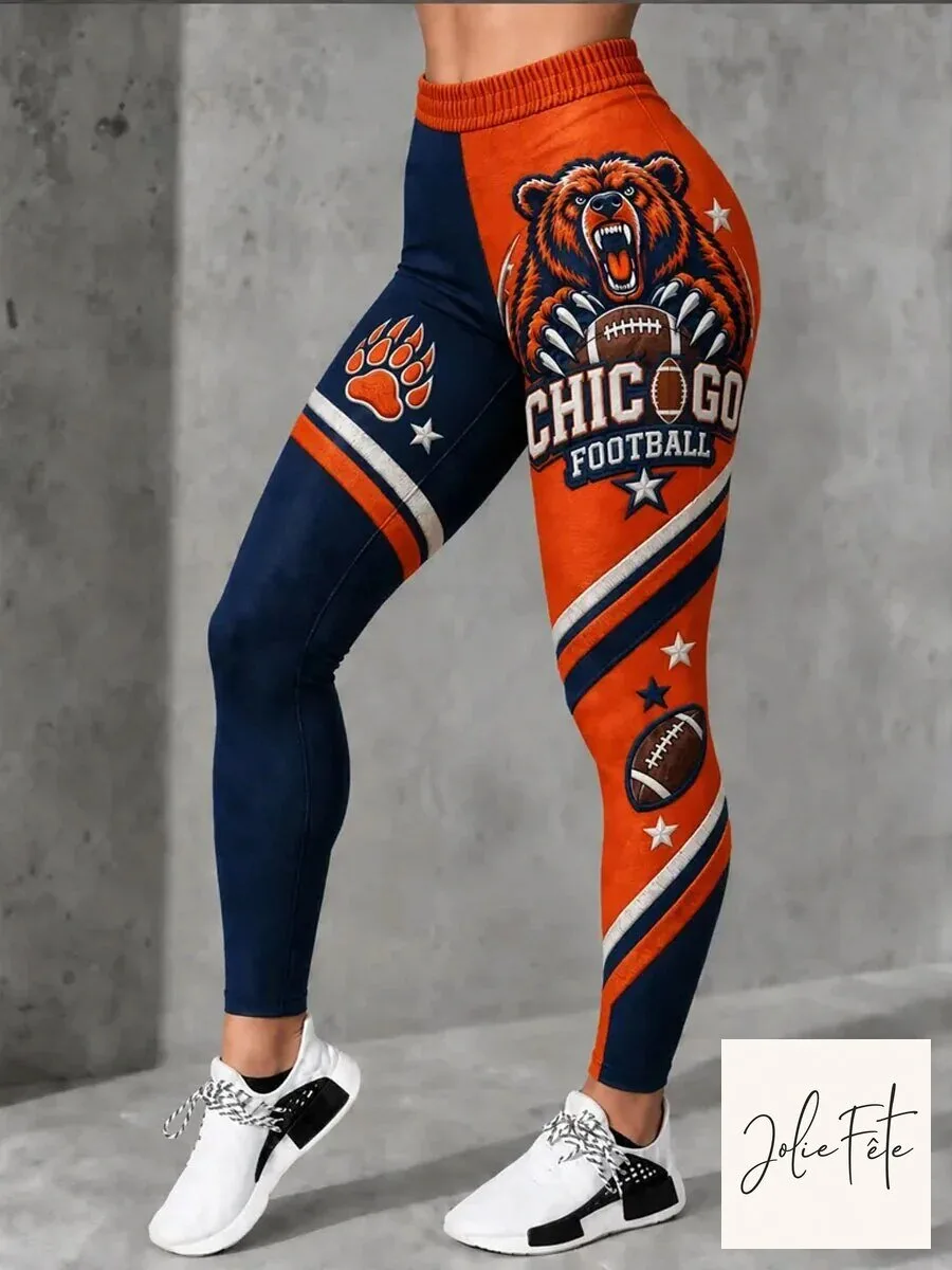 Chicago Bears Football Team Bear Mascot Design Women's Athletic Leggings