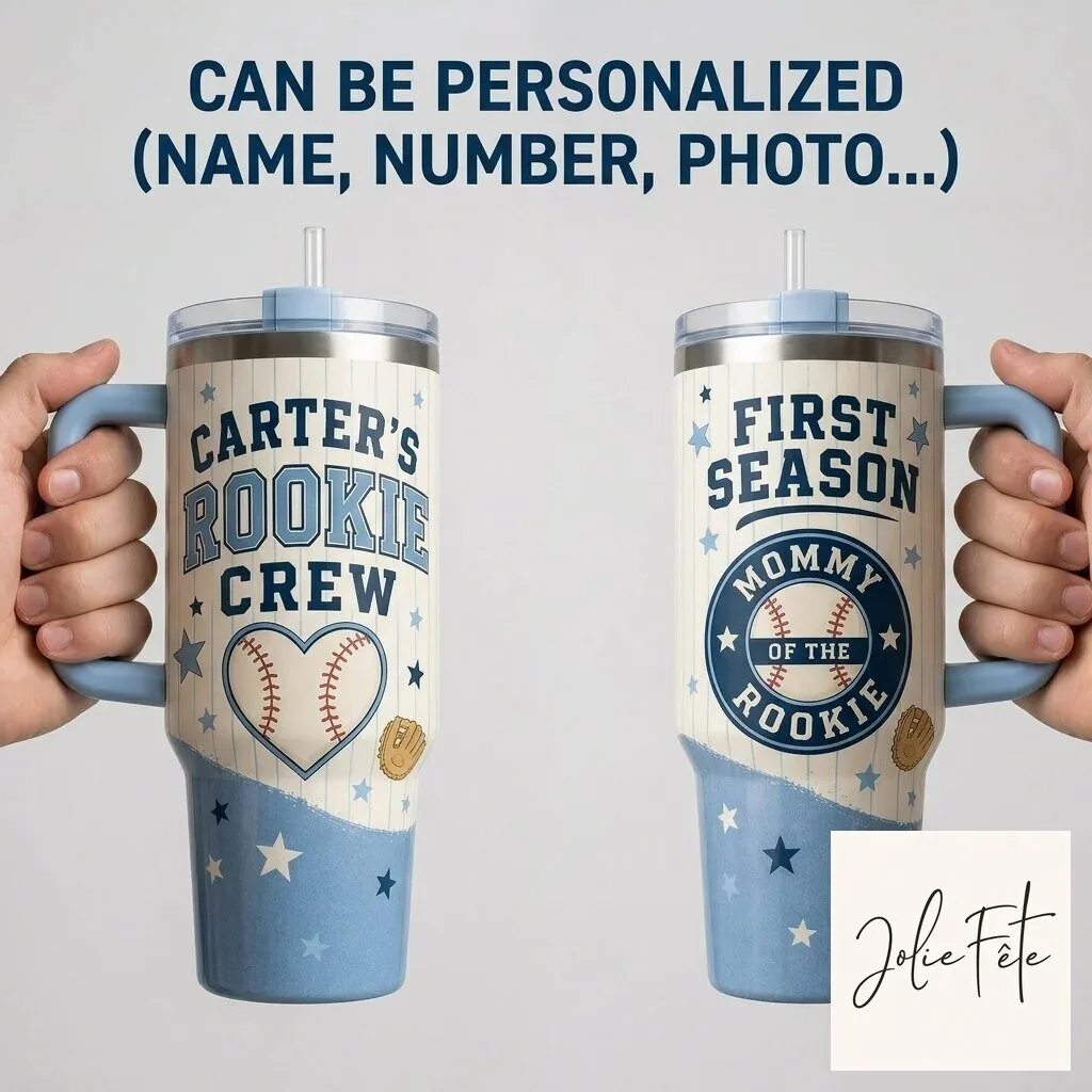 Personalized Baseball Mom First Season Rookie Crew 40oz Tumbler with Handle 4 Personalized Baseball Mom First Season Rookie Crew 40oz Tumbler with Handle