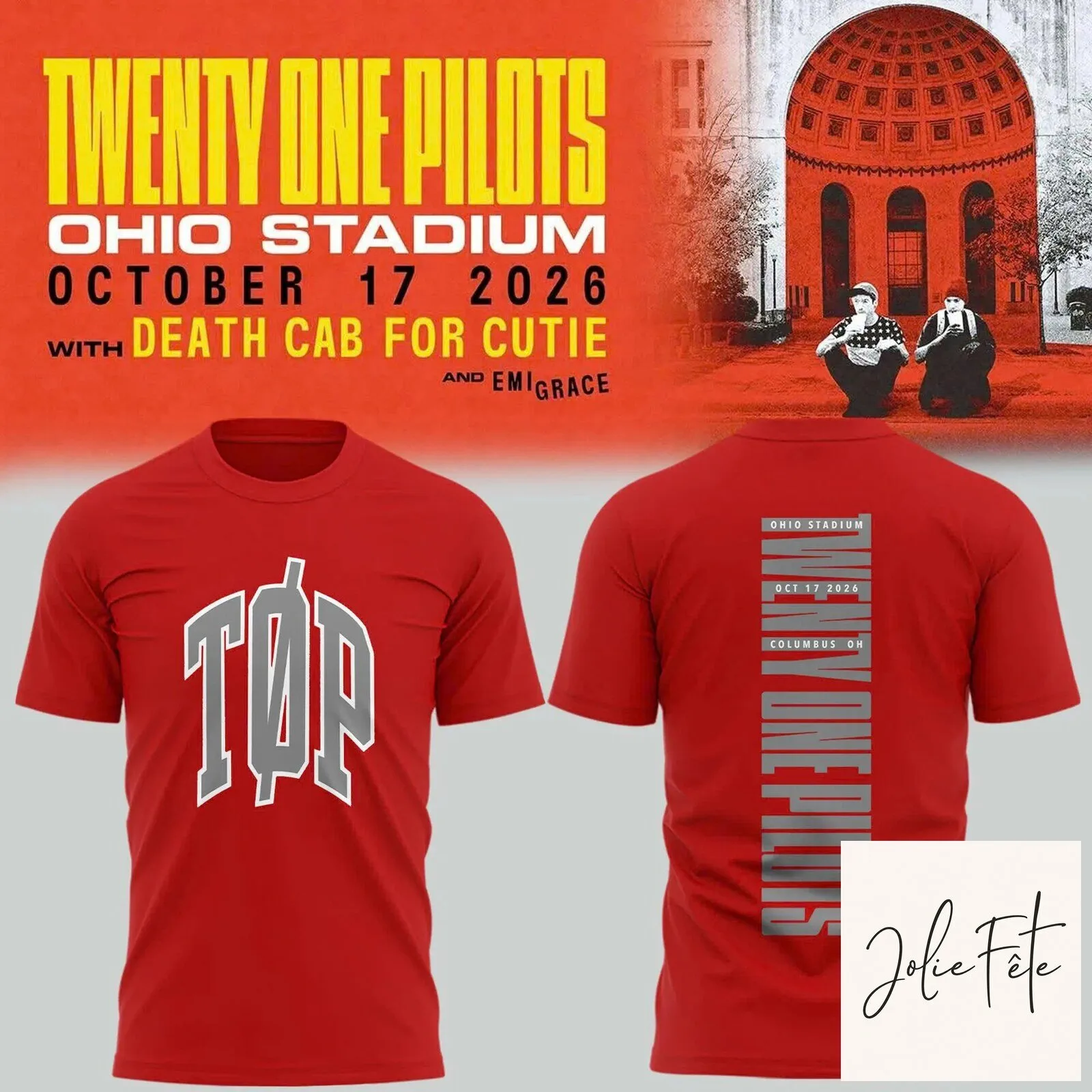 October 2026 Red T-Shirt for the Twenty One Pilots Concert at Ohio Stadium 2 October 2026 Red T-Shirt for the Twenty One Pilots Concert at Ohio Stadium