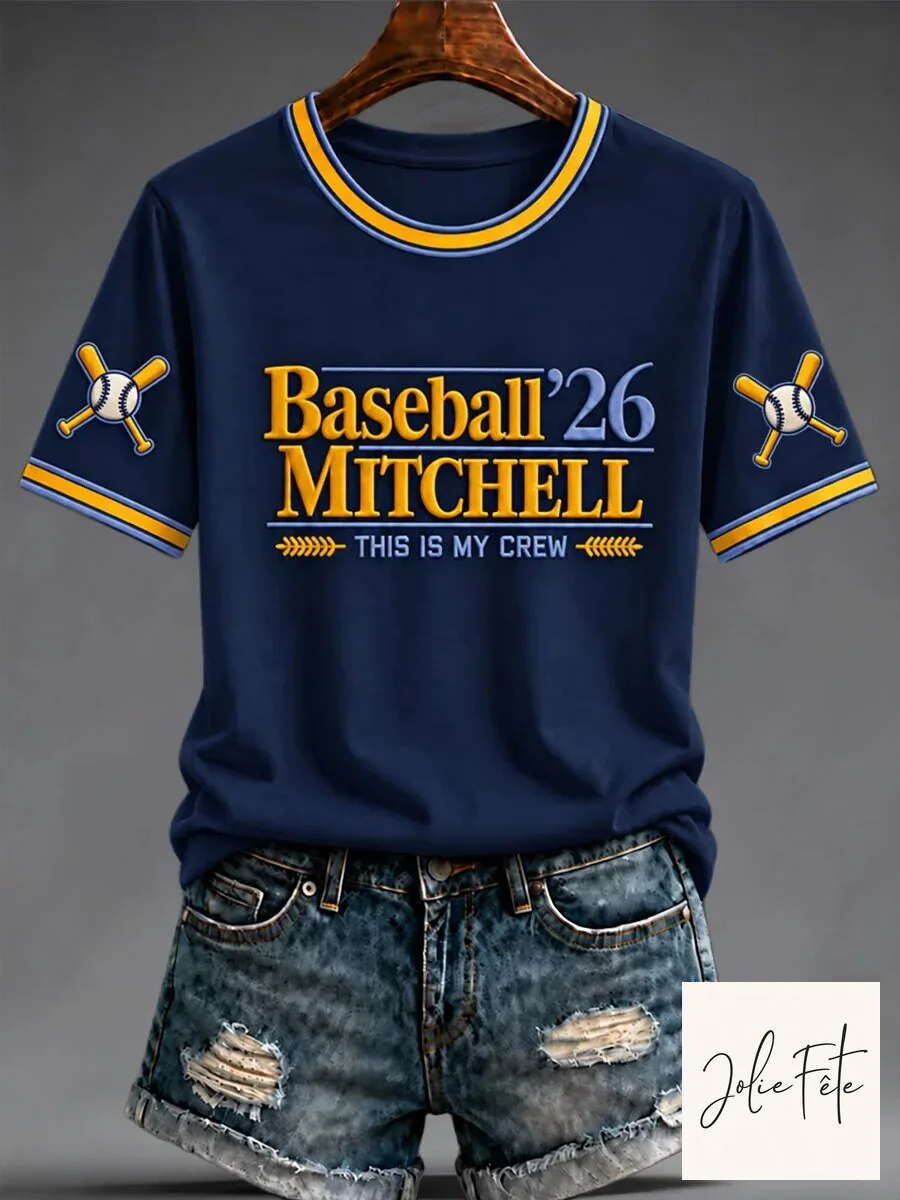 Baseball 2026 Mitchell This Is My Crew Navy Blue Short Sleeve T-Shirt 5 Baseball 2026 Mitchell This Is My Crew Navy Blue Short Sleeve T-Shirt