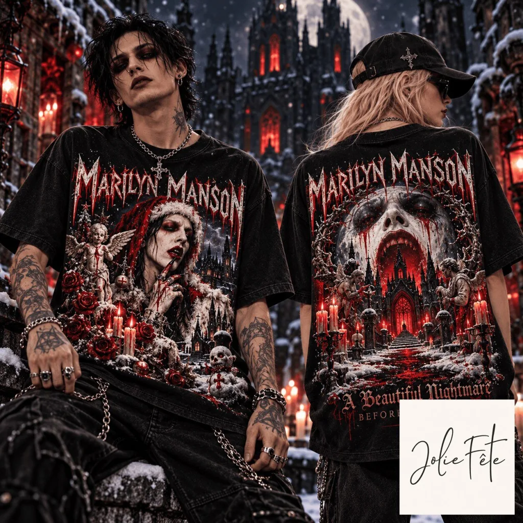 Marilyn Manson Gothic Horror Christmas Santa Dark Angels Skull Snowman T-Shirt Marilyn Manson Gothic Horror Christmas Santa Dark Angels Skull Snowman T-Shirt