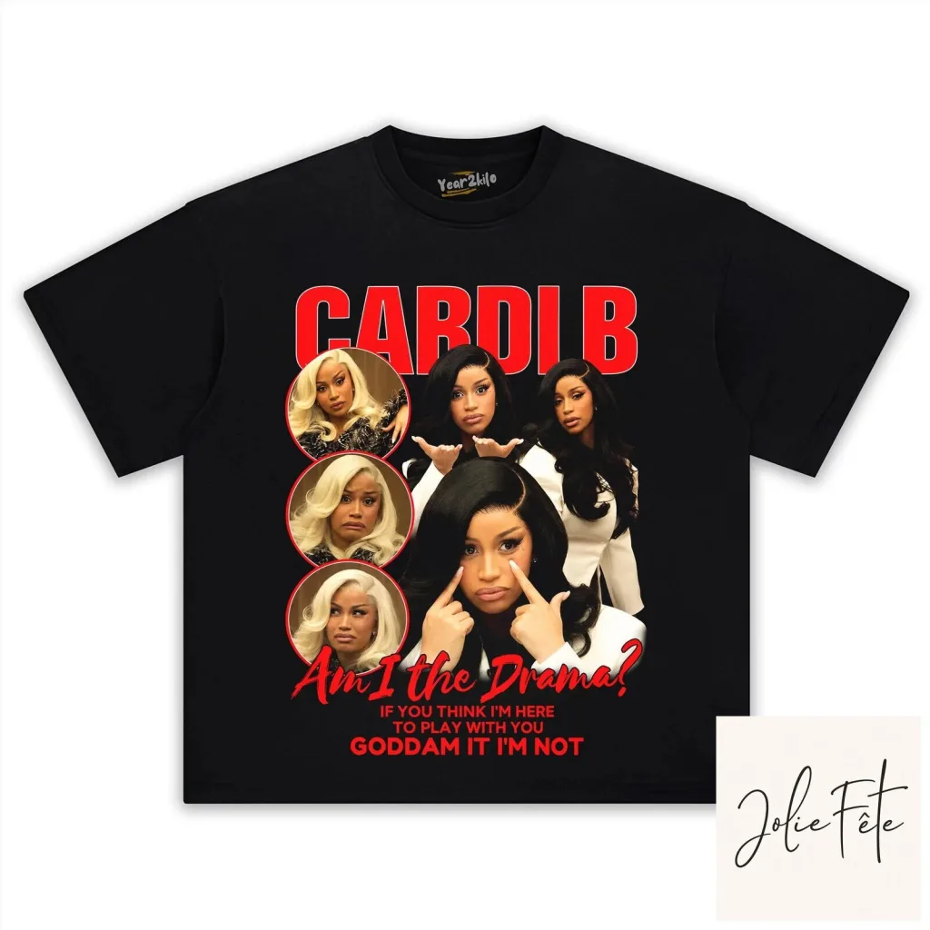 Cardi B Am I The Drama Quote Graphic Black T-Shirt Cardi B Am I The Drama Quote Graphic Black T-Shirt