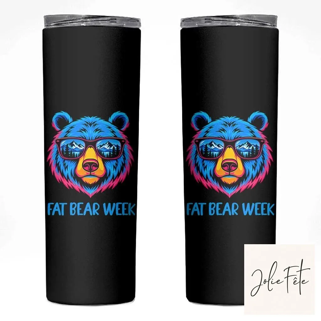 Fat Bear Week Neon Cool Bear Sunglasses Graphic Skinny Tumbler 3 Fat Bear Week Neon Cool Bear Sunglasses Graphic Skinny Tumbler