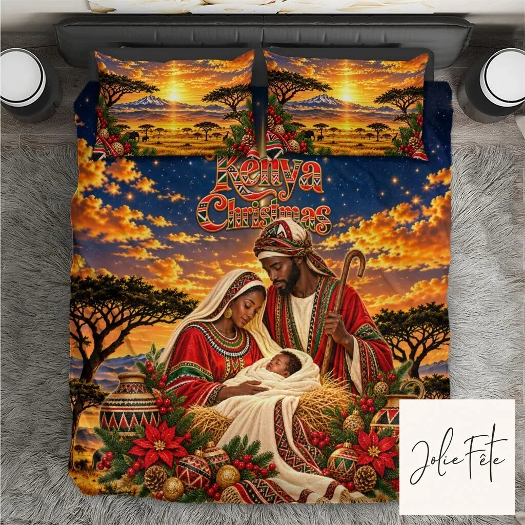 Kenya Christmas African Holy Family Nativity Scene Bedding Set 9 Kenya Christmas African Holy Family Nativity Scene Bedding Set